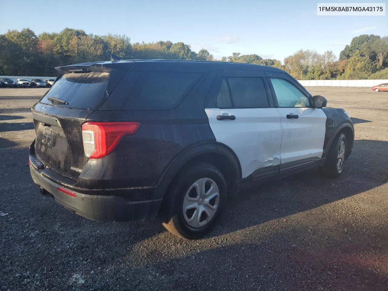 2021 Ford Explorer Police Interceptor VIN: 1FM5K8AB7MGA43175 Lot: 77896114