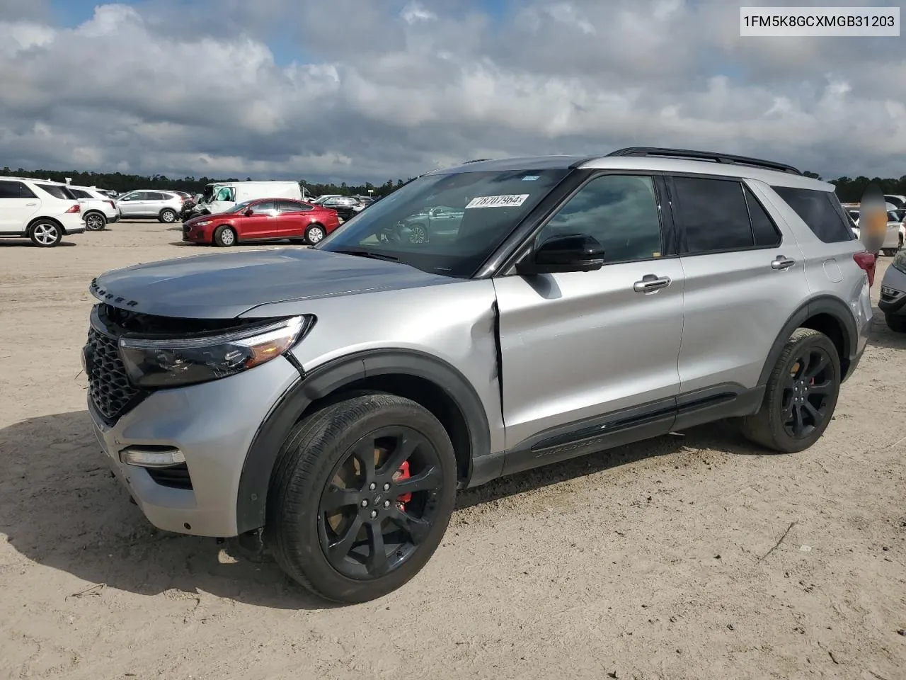 2021 Ford Explorer St VIN: 1FM5K8GCXMGB31203 Lot: 78707964