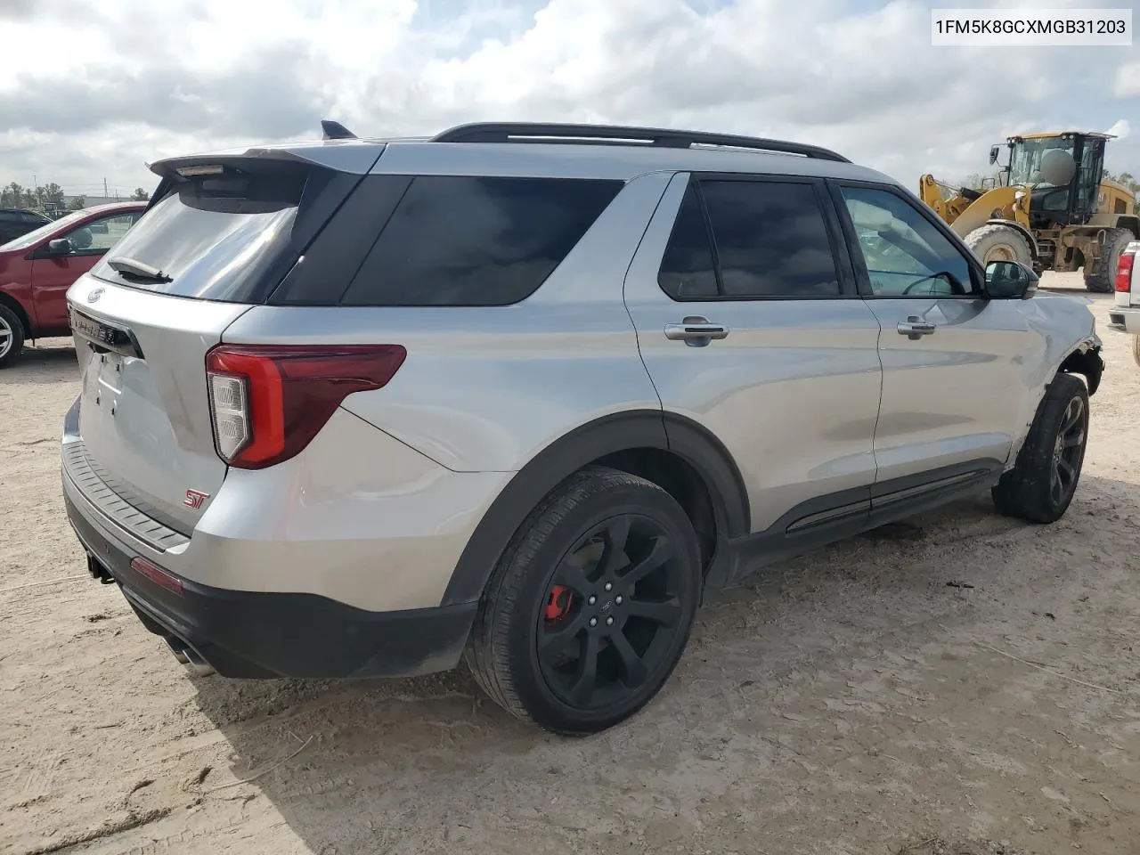 2021 Ford Explorer St VIN: 1FM5K8GCXMGB31203 Lot: 78707964