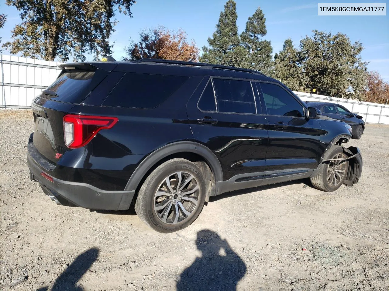 2021 Ford Explorer St VIN: 1FM5K8GC8MGA31777 Lot: 79716544