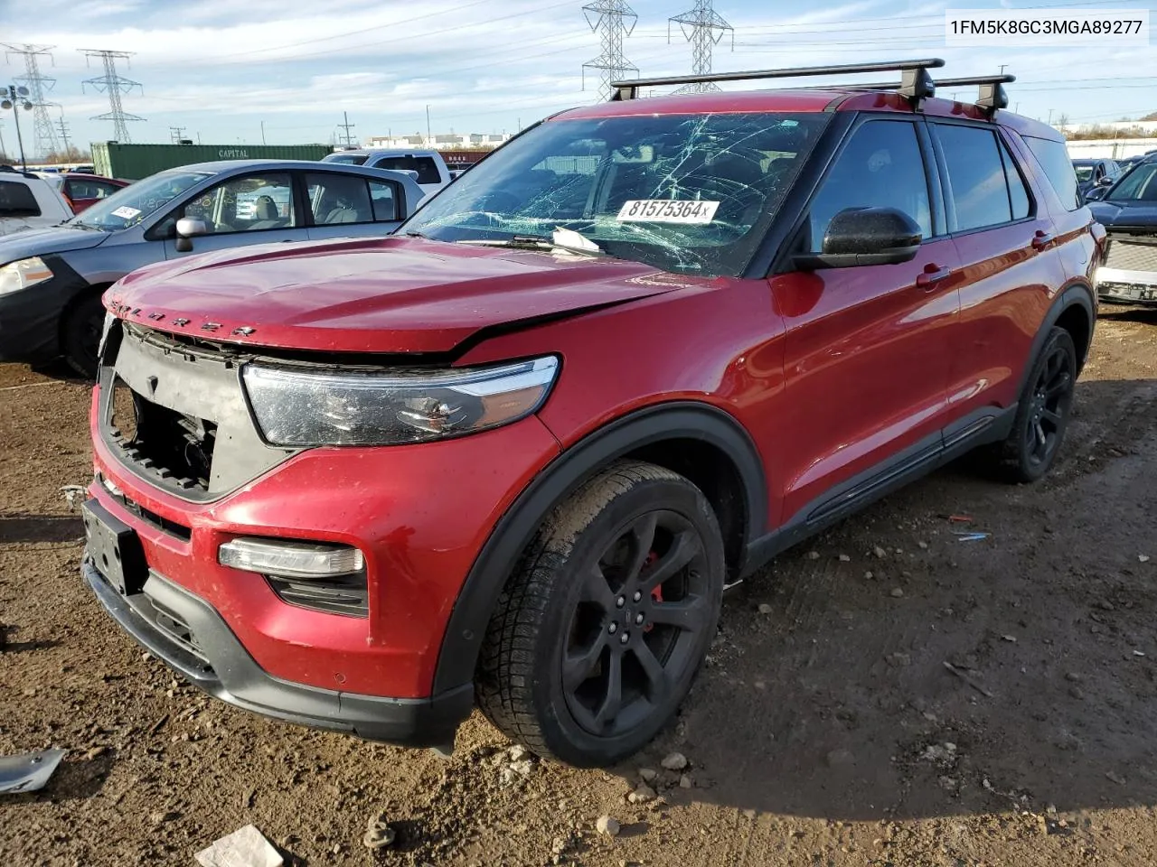 2021 Ford Explorer St VIN: 1FM5K8GC3MGA89277 Lot: 81575364