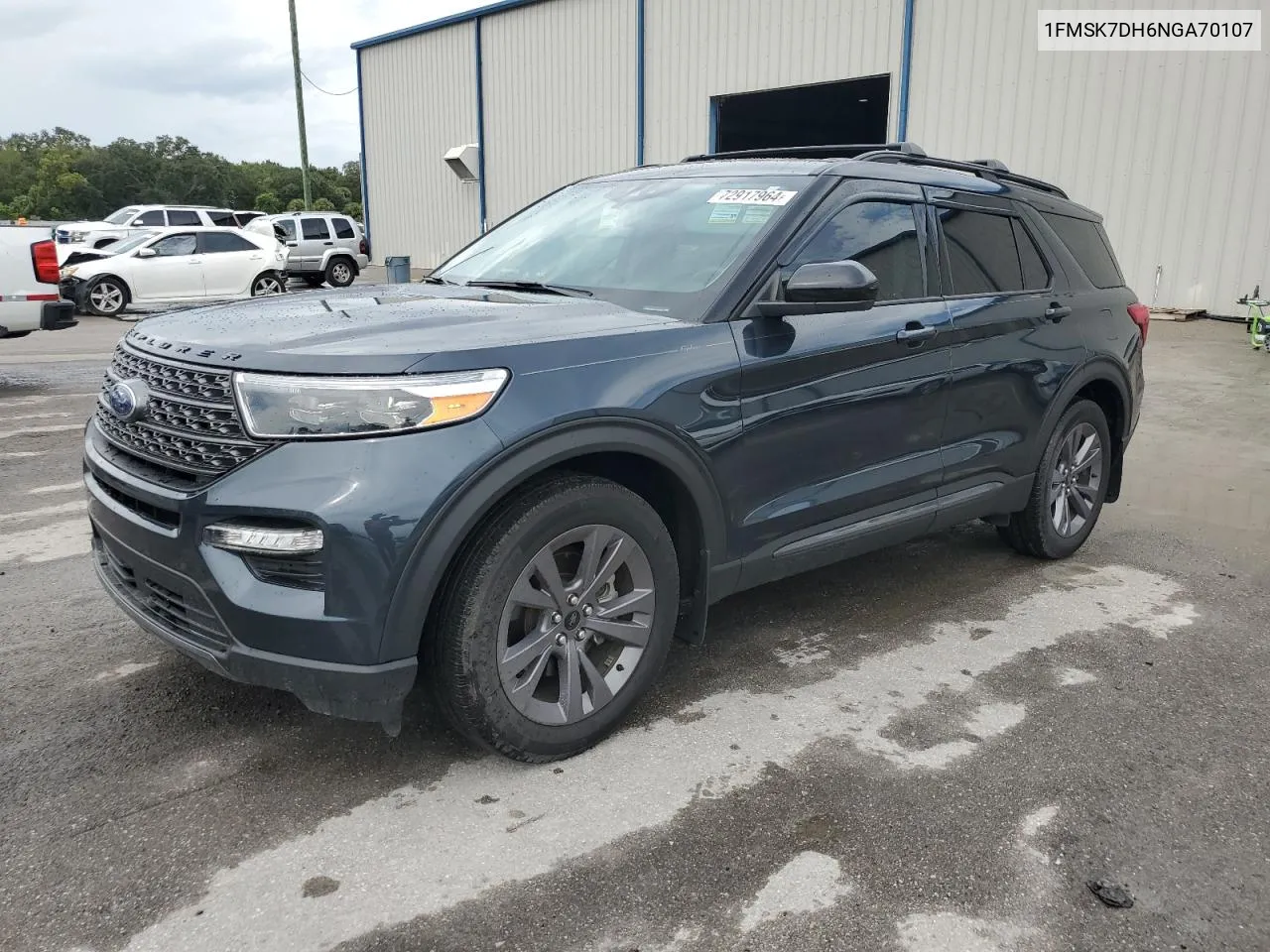 2022 Ford Explorer Xlt VIN: 1FMSK7DH6NGA70107 Lot: 72917964