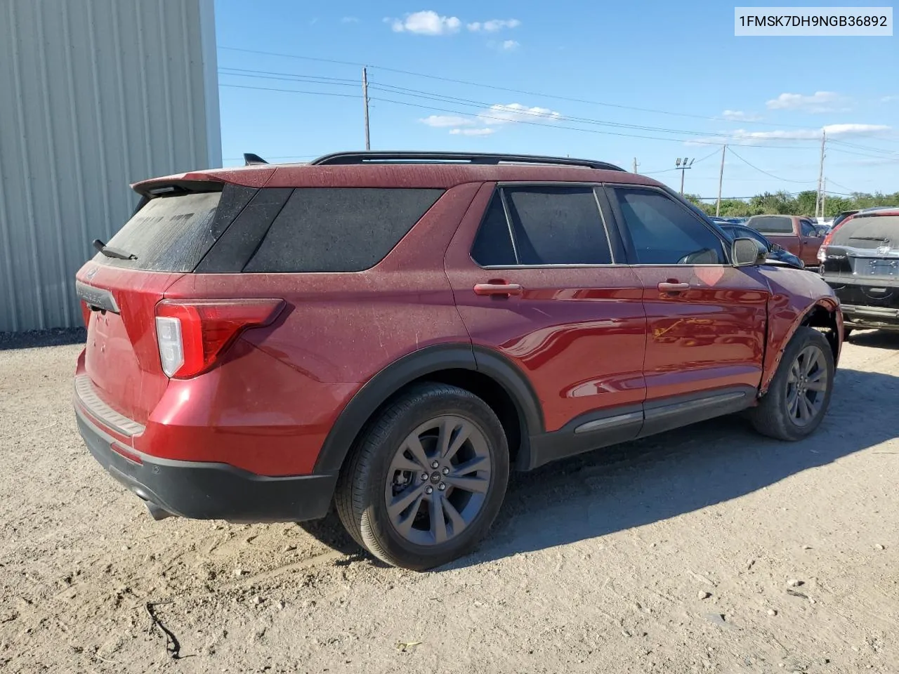 2022 Ford Explorer Xlt VIN: 1FMSK7DH9NGB36892 Lot: 72948064