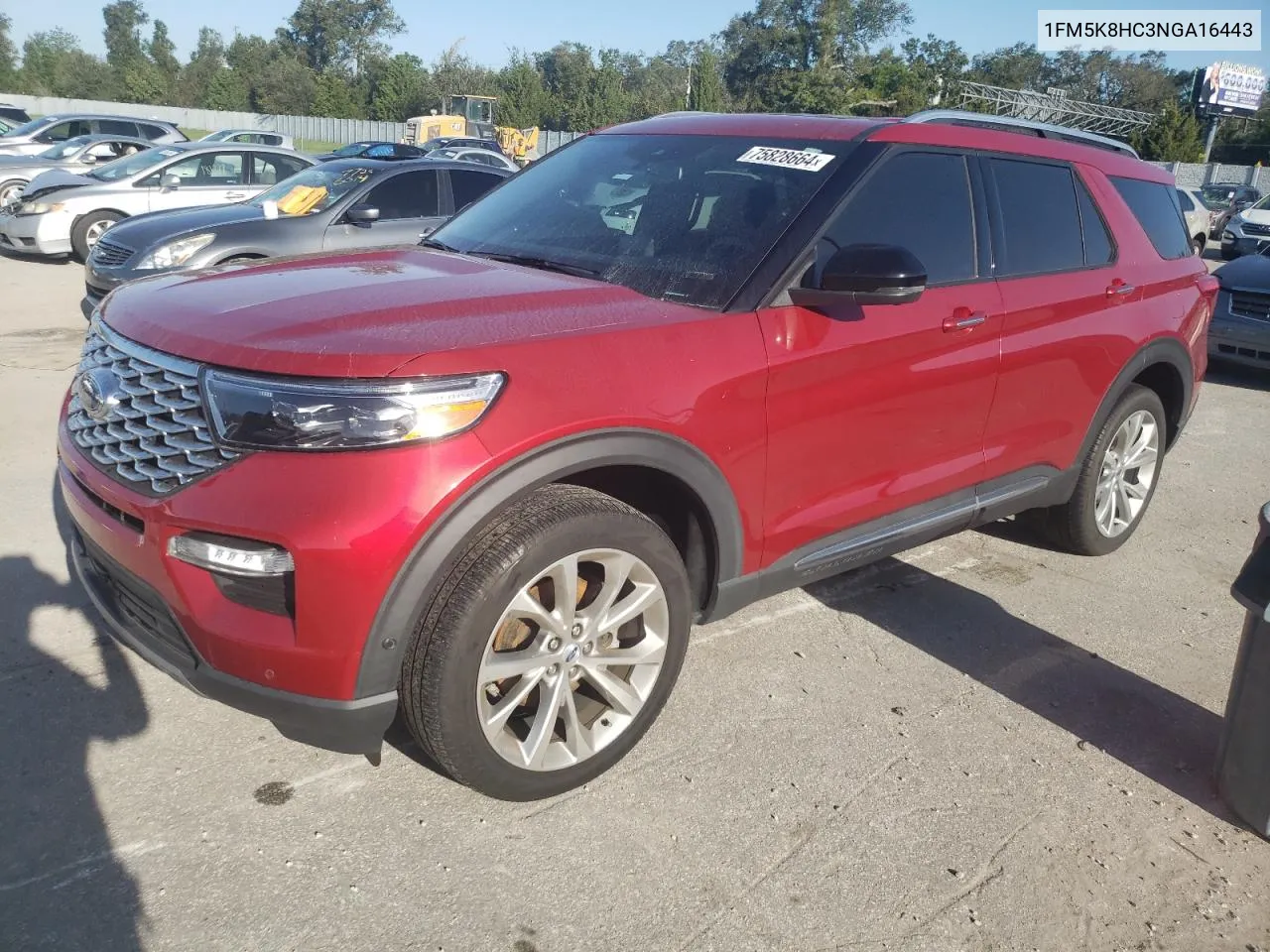 2022 Ford Explorer Platinum VIN: 1FM5K8HC3NGA16443 Lot: 75828664