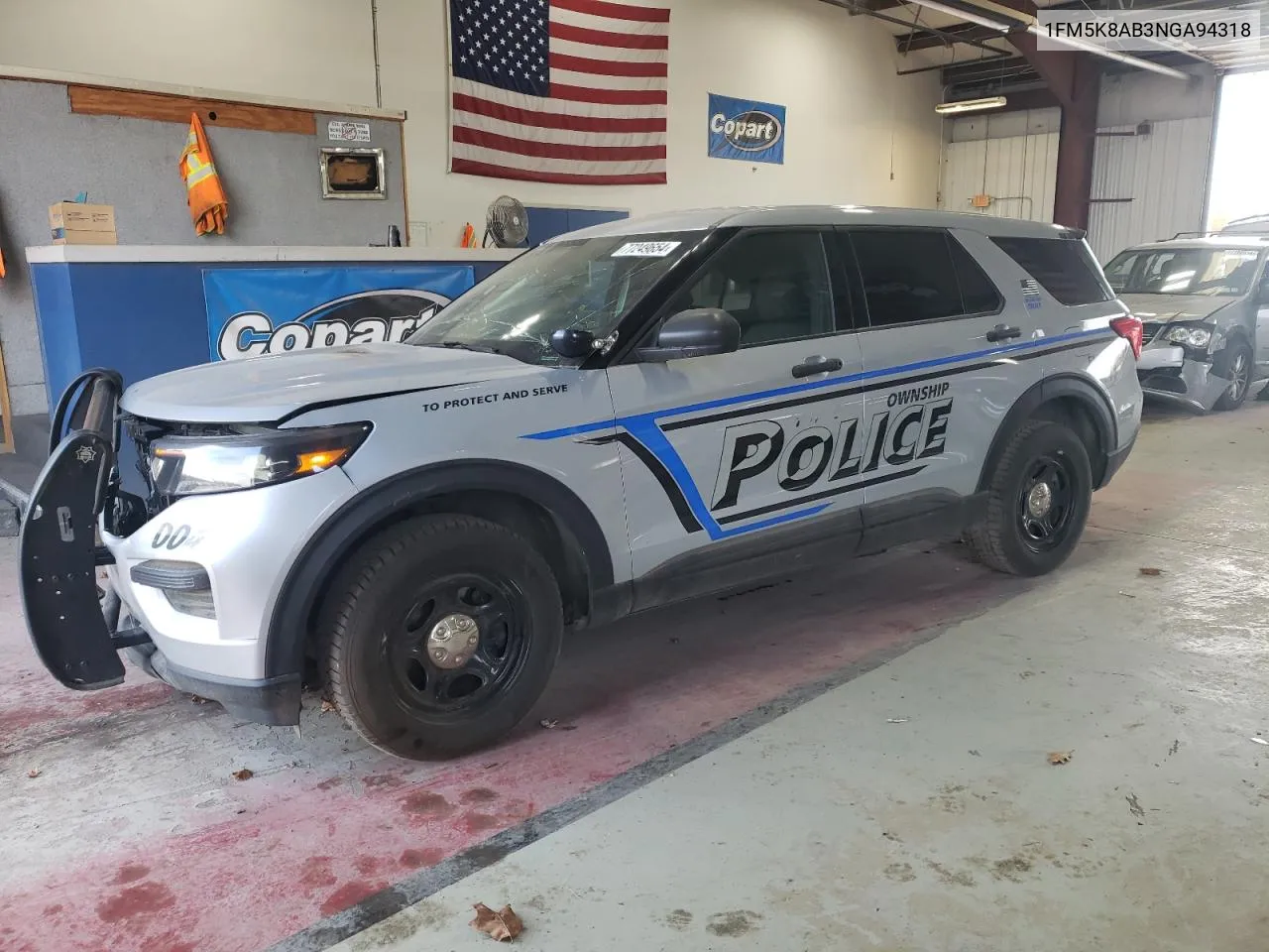 2022 Ford Explorer Police Interceptor VIN: 1FM5K8AB3NGA94318 Lot: 77249654