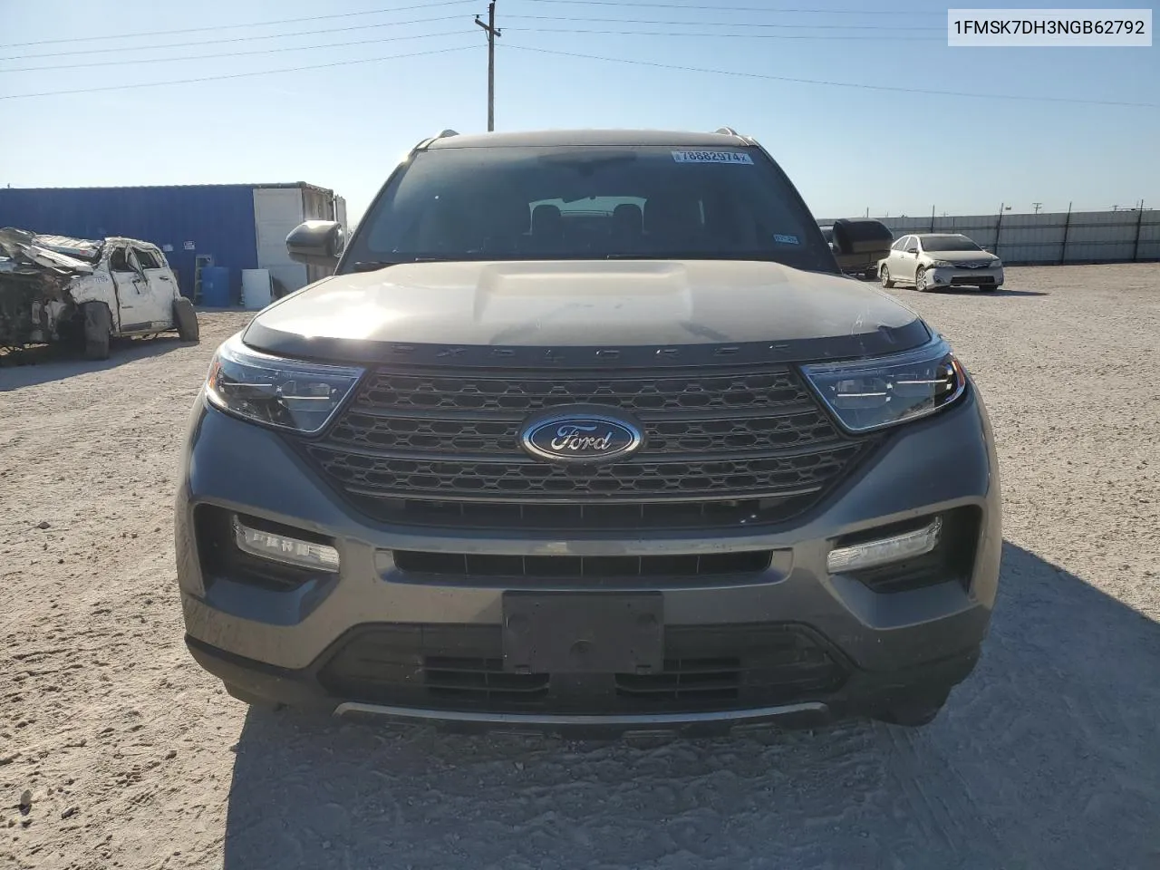 2022 Ford Explorer Xlt VIN: 1FMSK7DH3NGB62792 Lot: 78882974