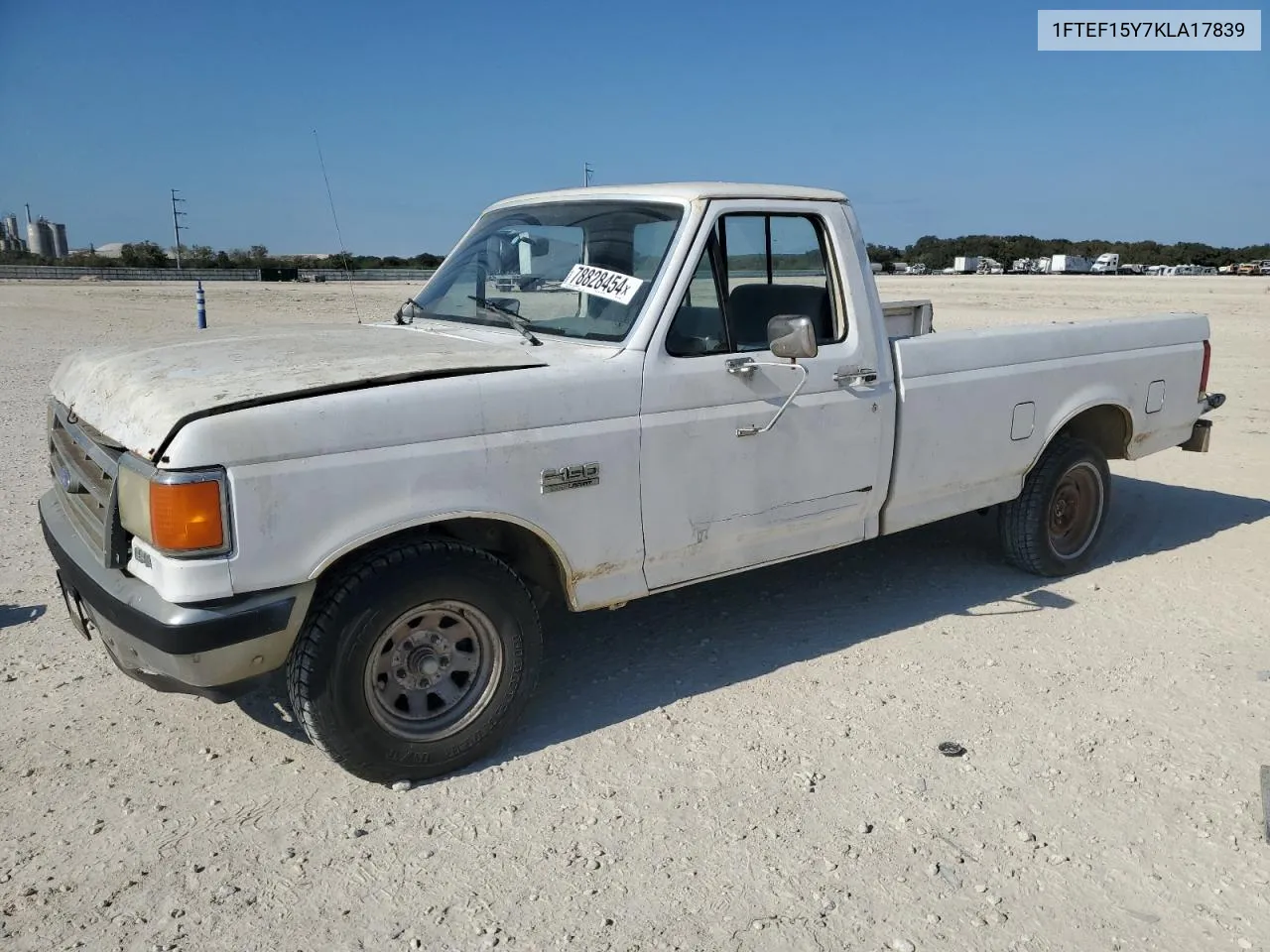 1989 Ford F150 VIN: 1FTEF15Y7KLA17839 Lot: 78828454