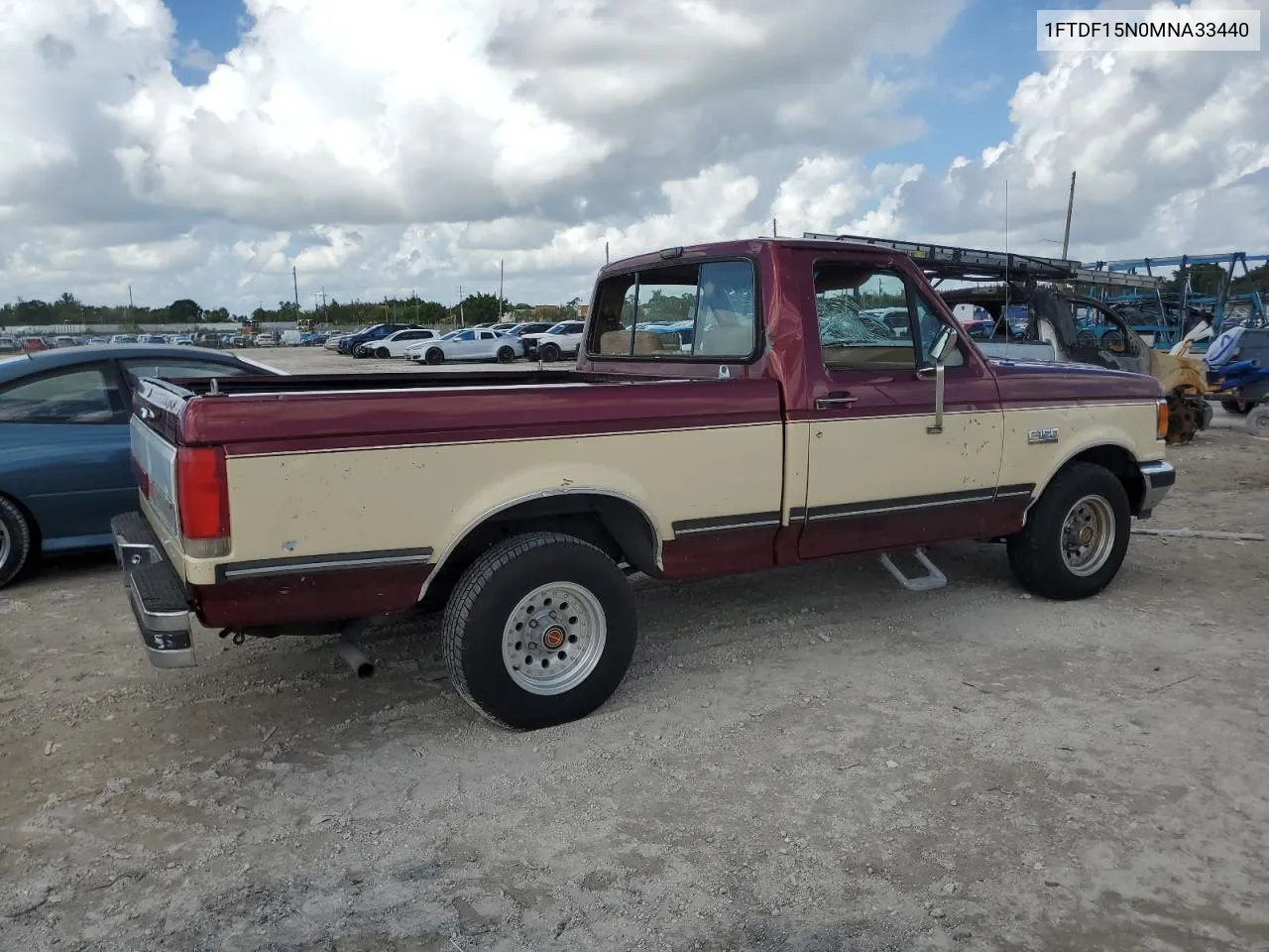 1991 Ford F150 VIN: 1FTDF15N0MNA33440 Lot: 77872164