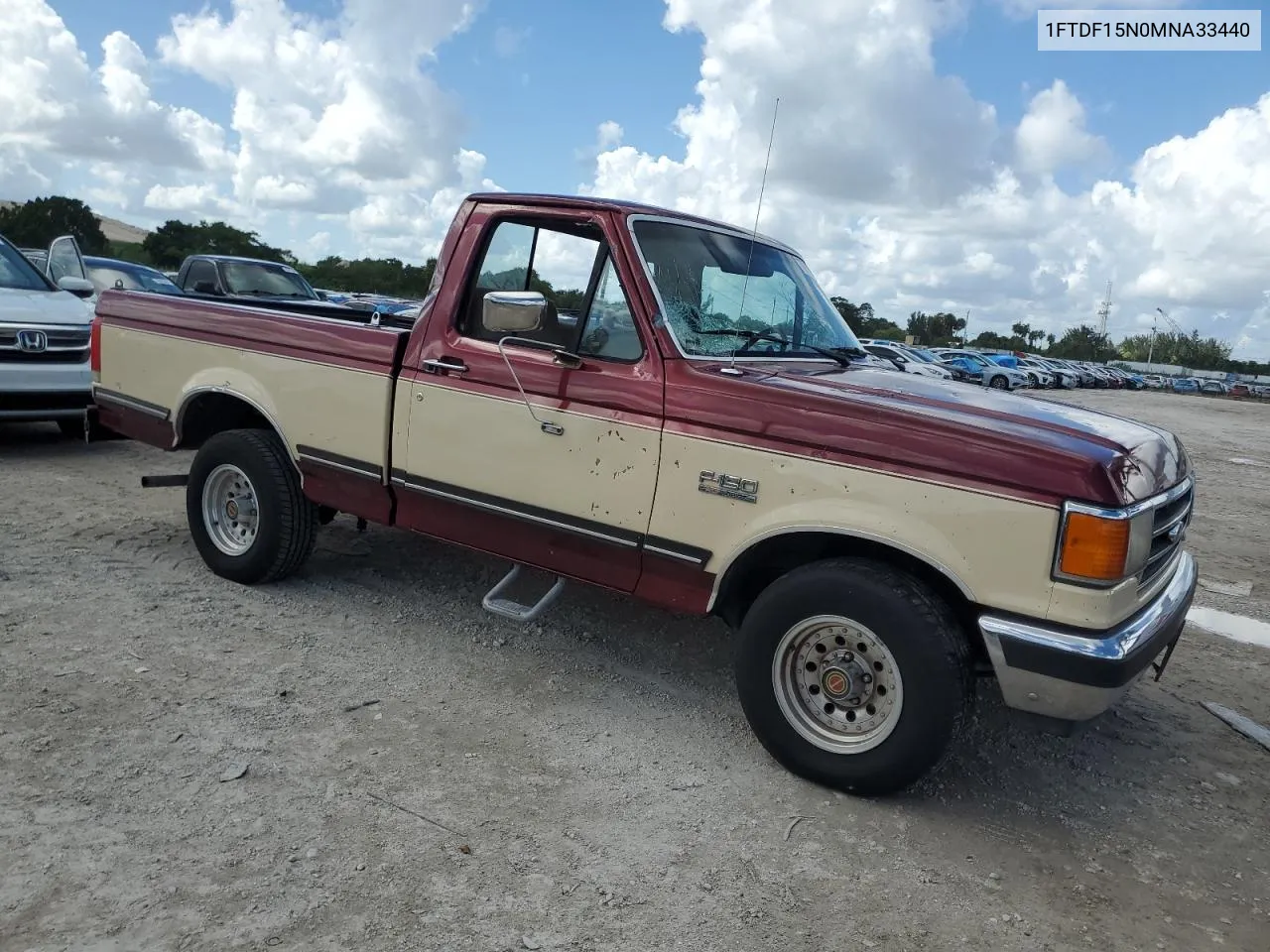 1991 Ford F150 VIN: 1FTDF15N0MNA33440 Lot: 77872164