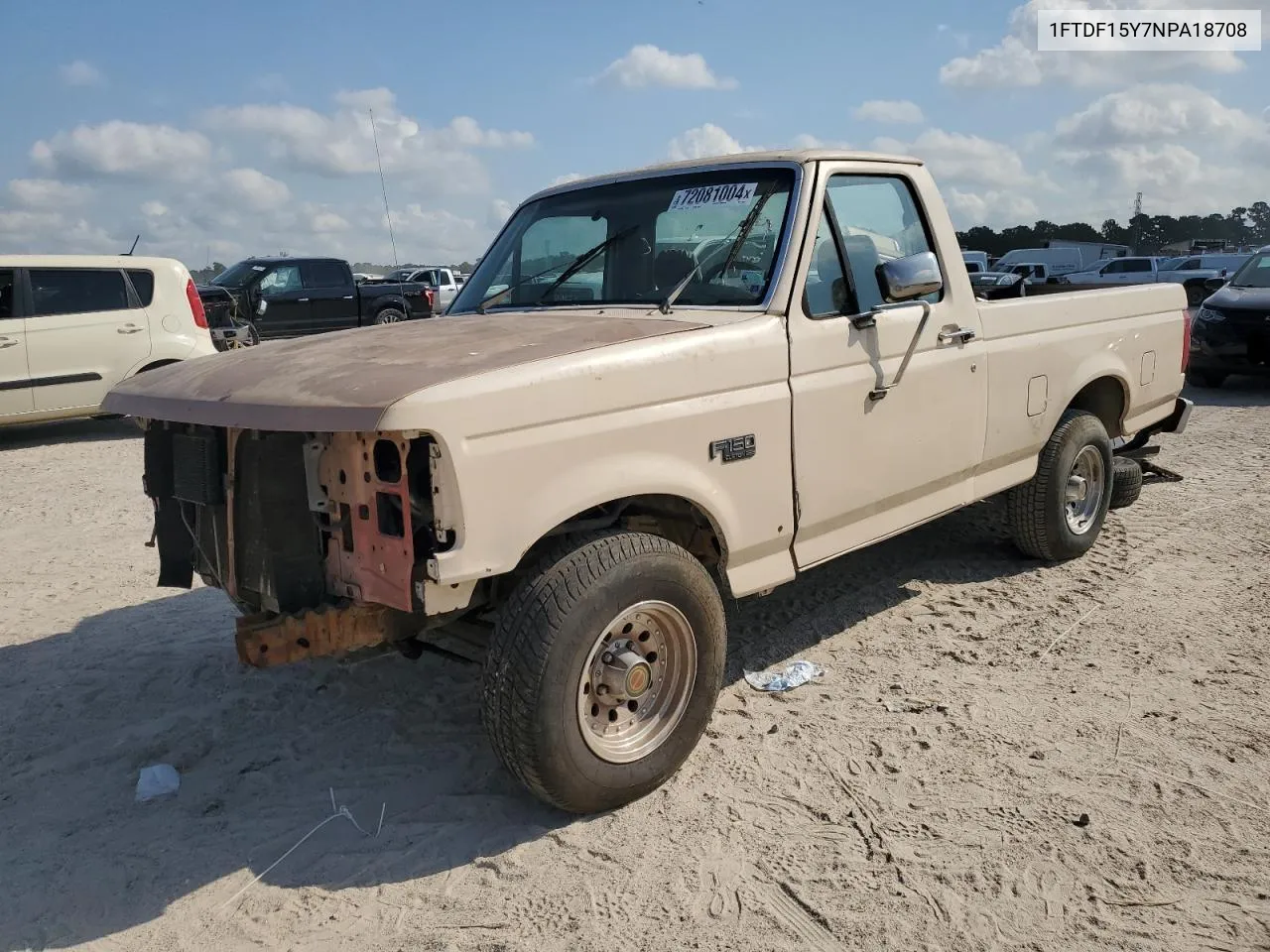 1992 Ford F150 VIN: 1FTDF15Y7NPA18708 Lot: 72081004