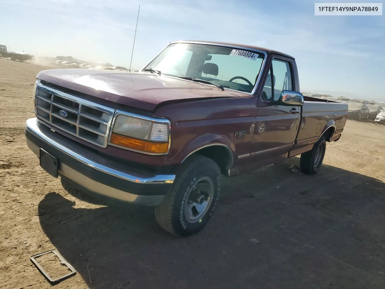 1992 Ford F150 VIN: 1FTEF14Y9NPA78849 Lot: 77688804