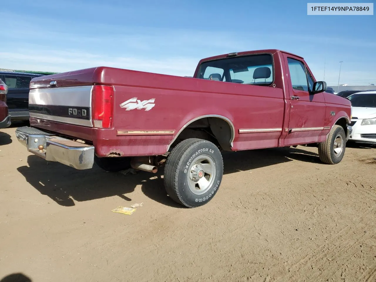 1992 Ford F150 VIN: 1FTEF14Y9NPA78849 Lot: 77688804