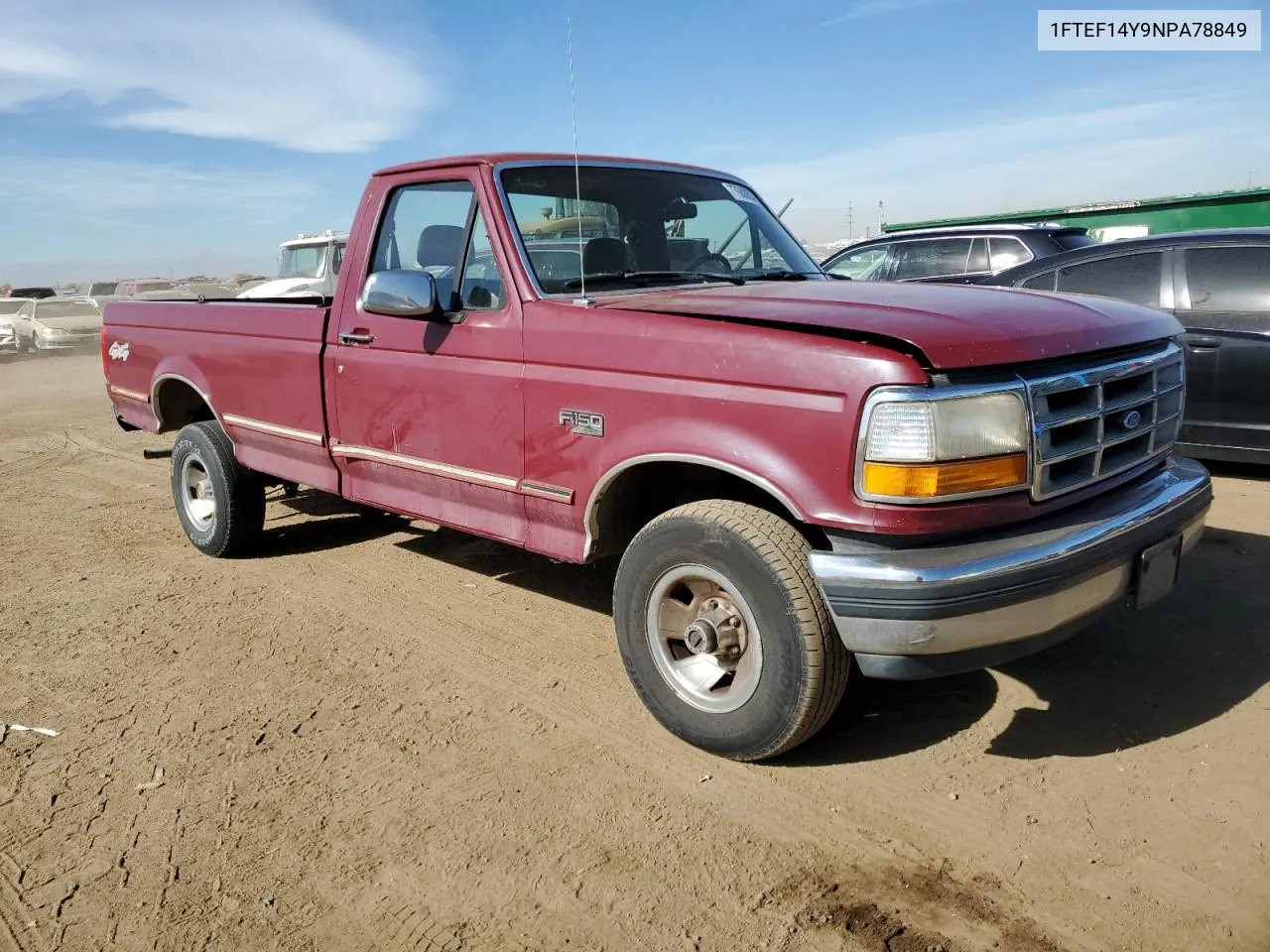 1992 Ford F150 VIN: 1FTEF14Y9NPA78849 Lot: 77688804