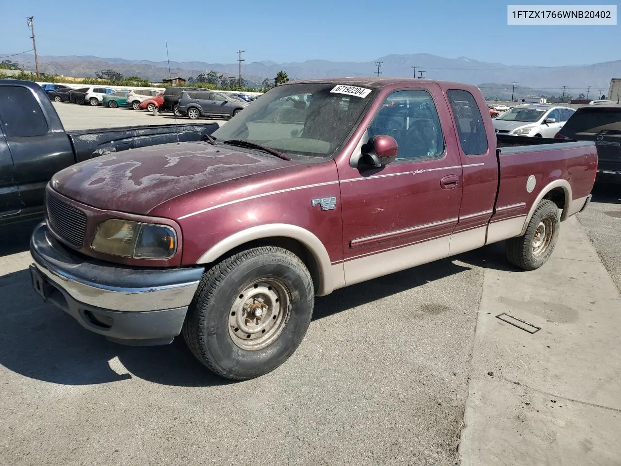 1998 Ford F150 VIN: 1FTZX1766WNB20402 Lot: 67192204