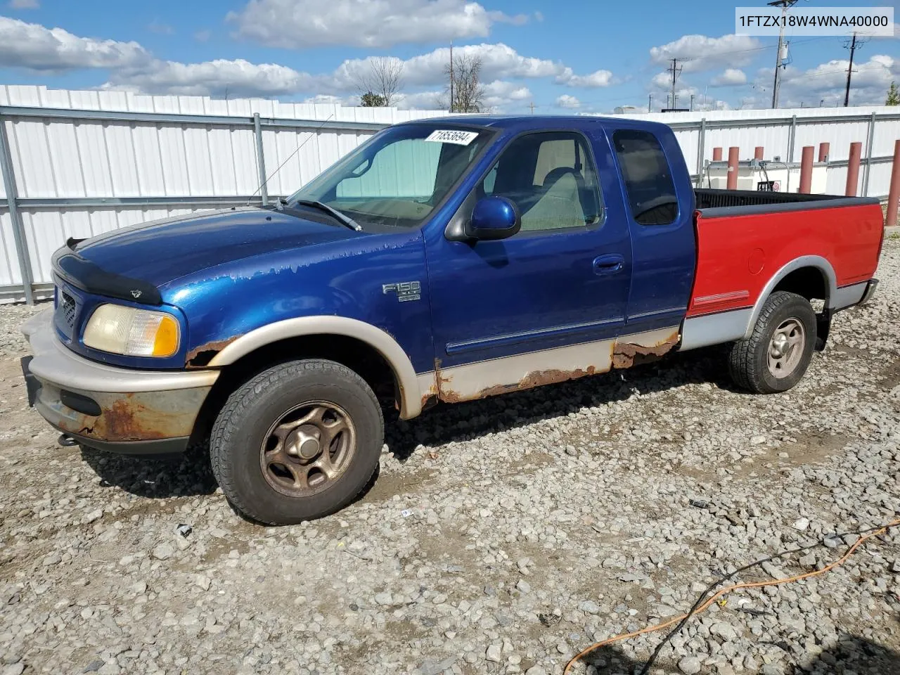 1998 Ford F150 VIN: 1FTZX18W4WNA40000 Lot: 71853694