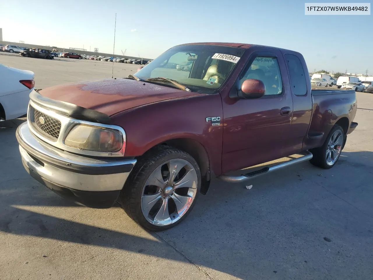 1998 Ford F150 VIN: 1FTZX07W5WKB49482 Lot: 71926994