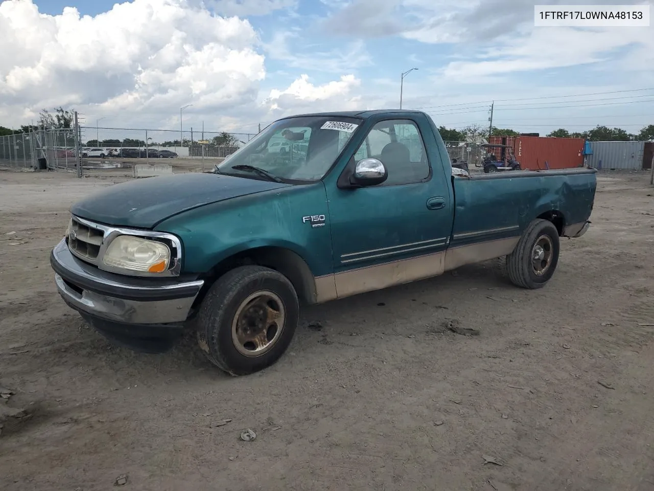 1998 Ford F150 VIN: 1FTRF17L0WNA48153 Lot: 72606904