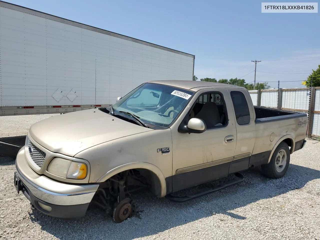 1999 Ford F150 VIN: 1FTRX18LXXKB41826 Lot: 65655394