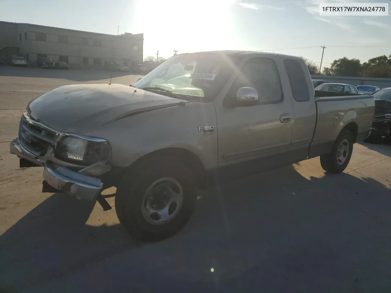 1999 Ford F150 VIN: 1FTRX17W7XNA24778 Lot: 72520204