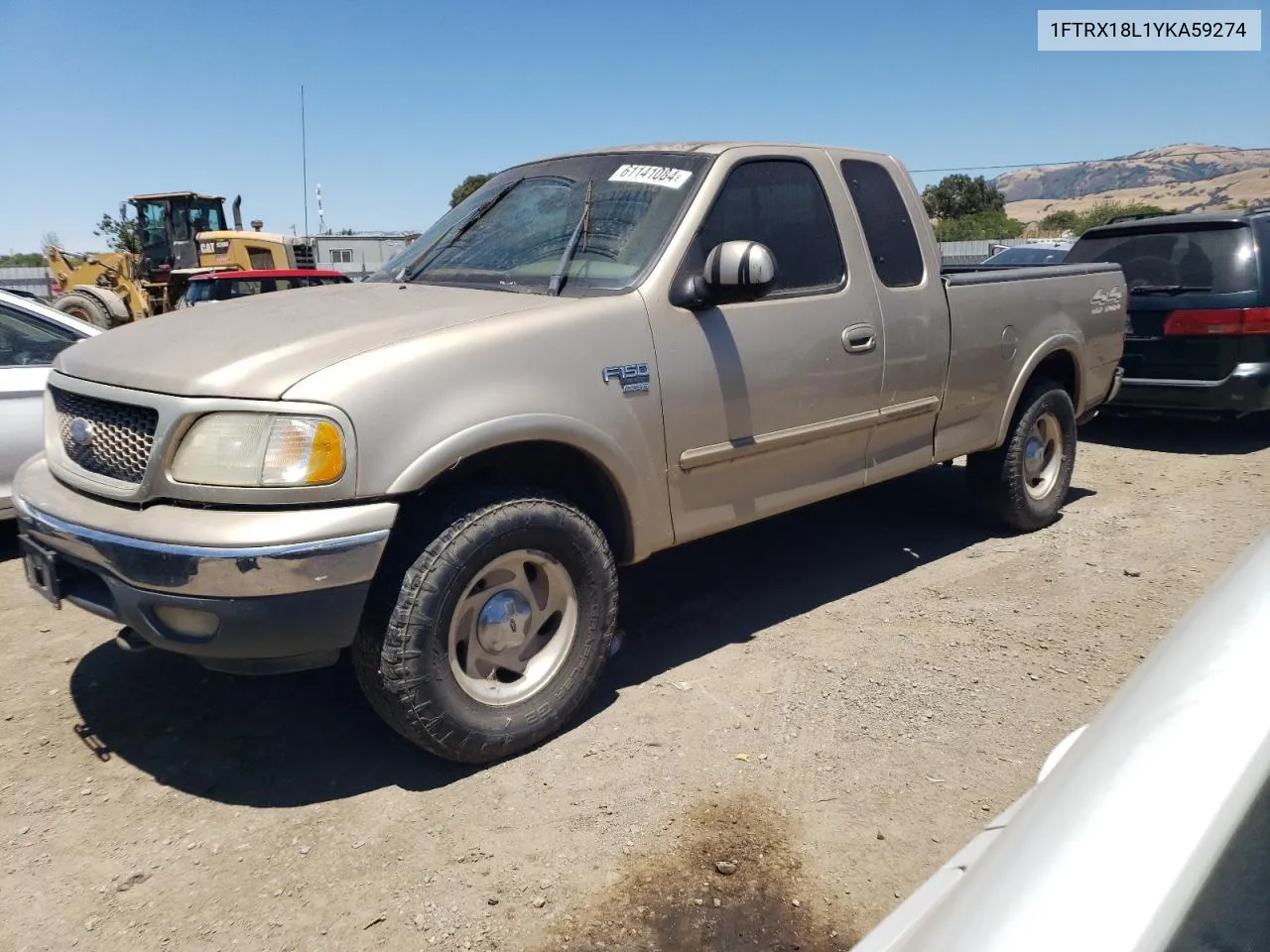 2000 Ford F150 VIN: 1FTRX18L1YKA59274 Lot: 61141084