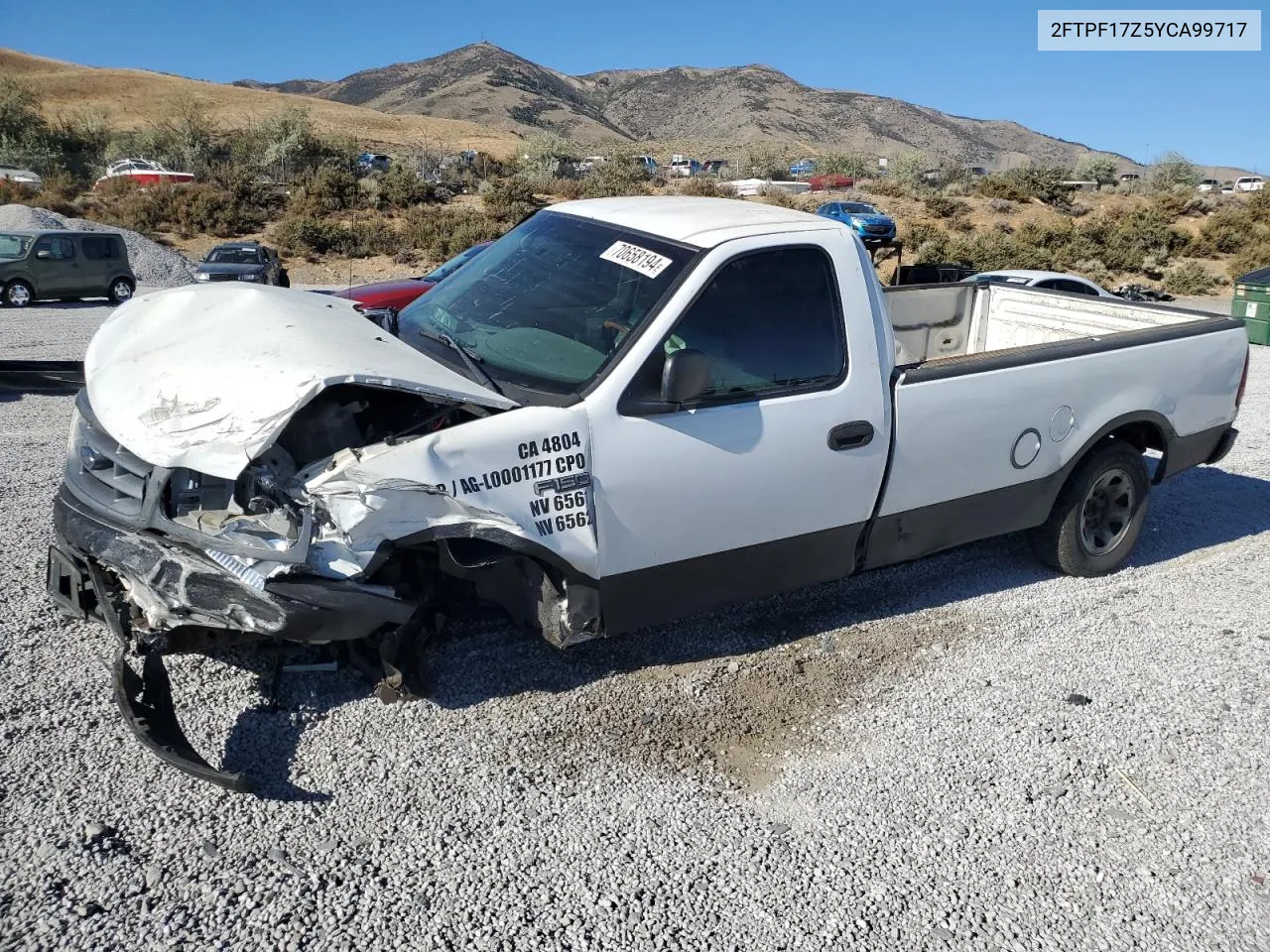 2000 Ford F150 VIN: 2FTPF17Z5YCA99717 Lot: 70658194