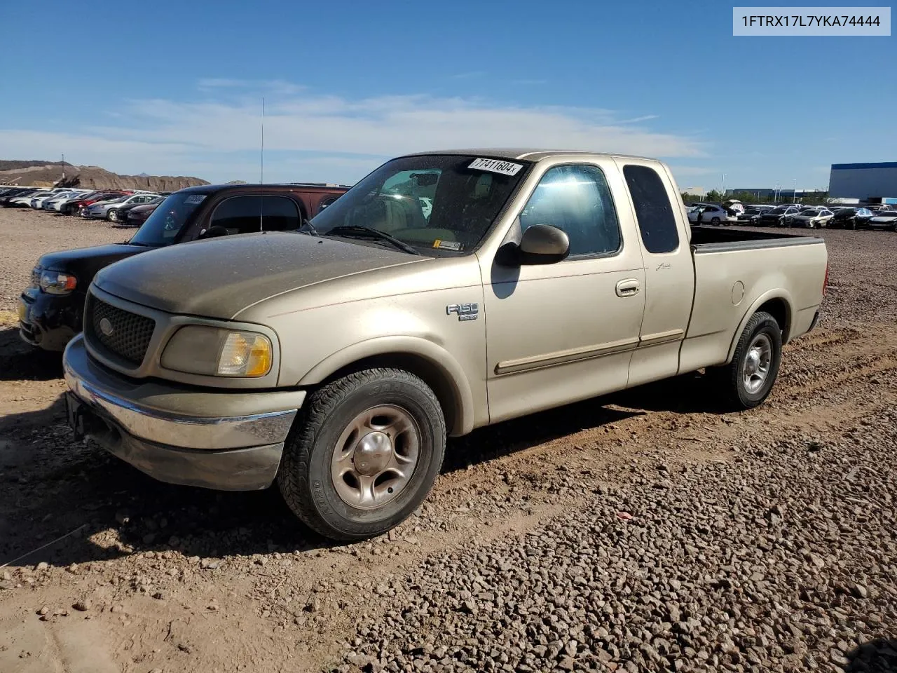 2000 Ford F150 VIN: 1FTRX17L7YKA74444 Lot: 77411604