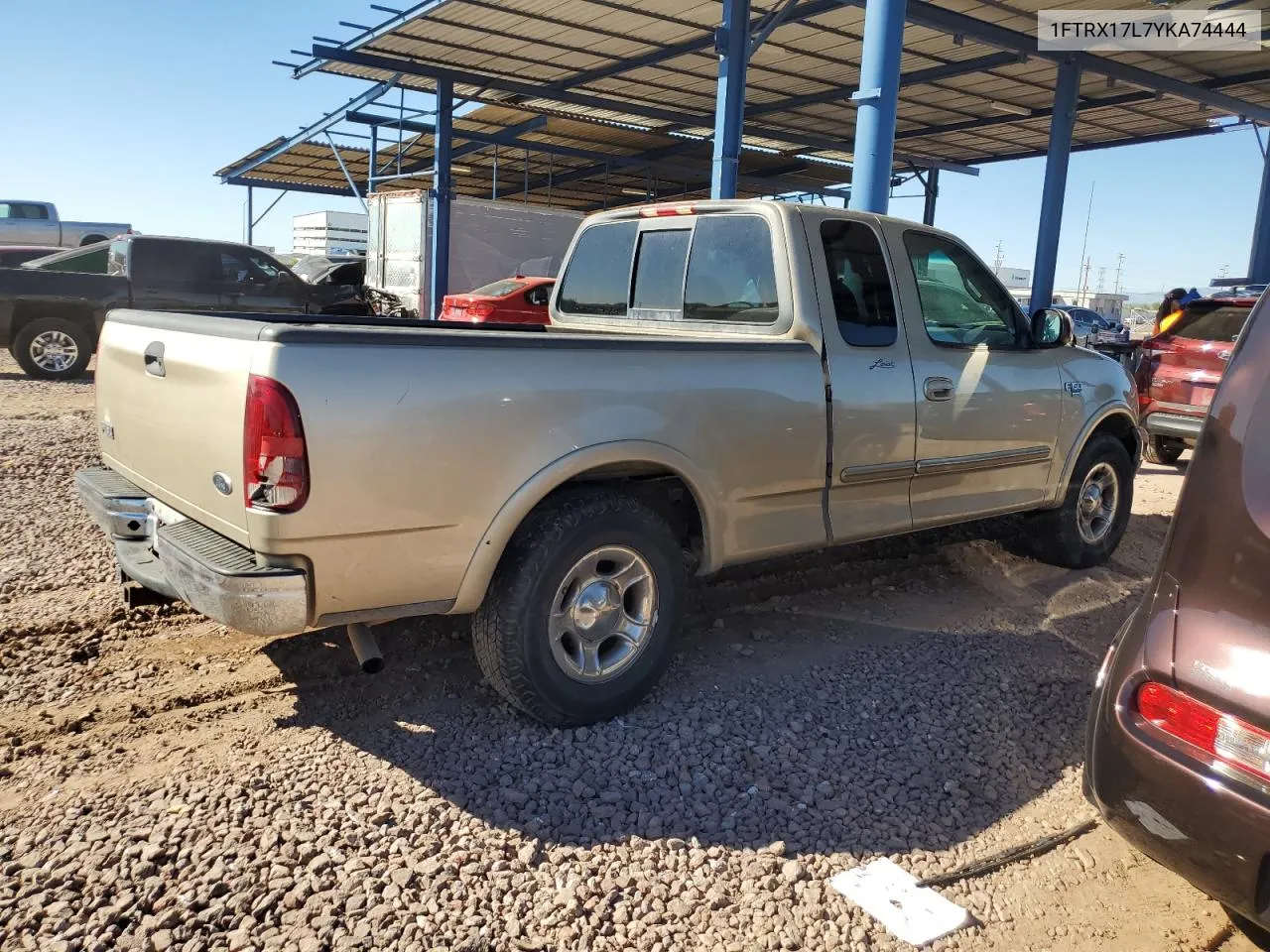 2000 Ford F150 VIN: 1FTRX17L7YKA74444 Lot: 77411604