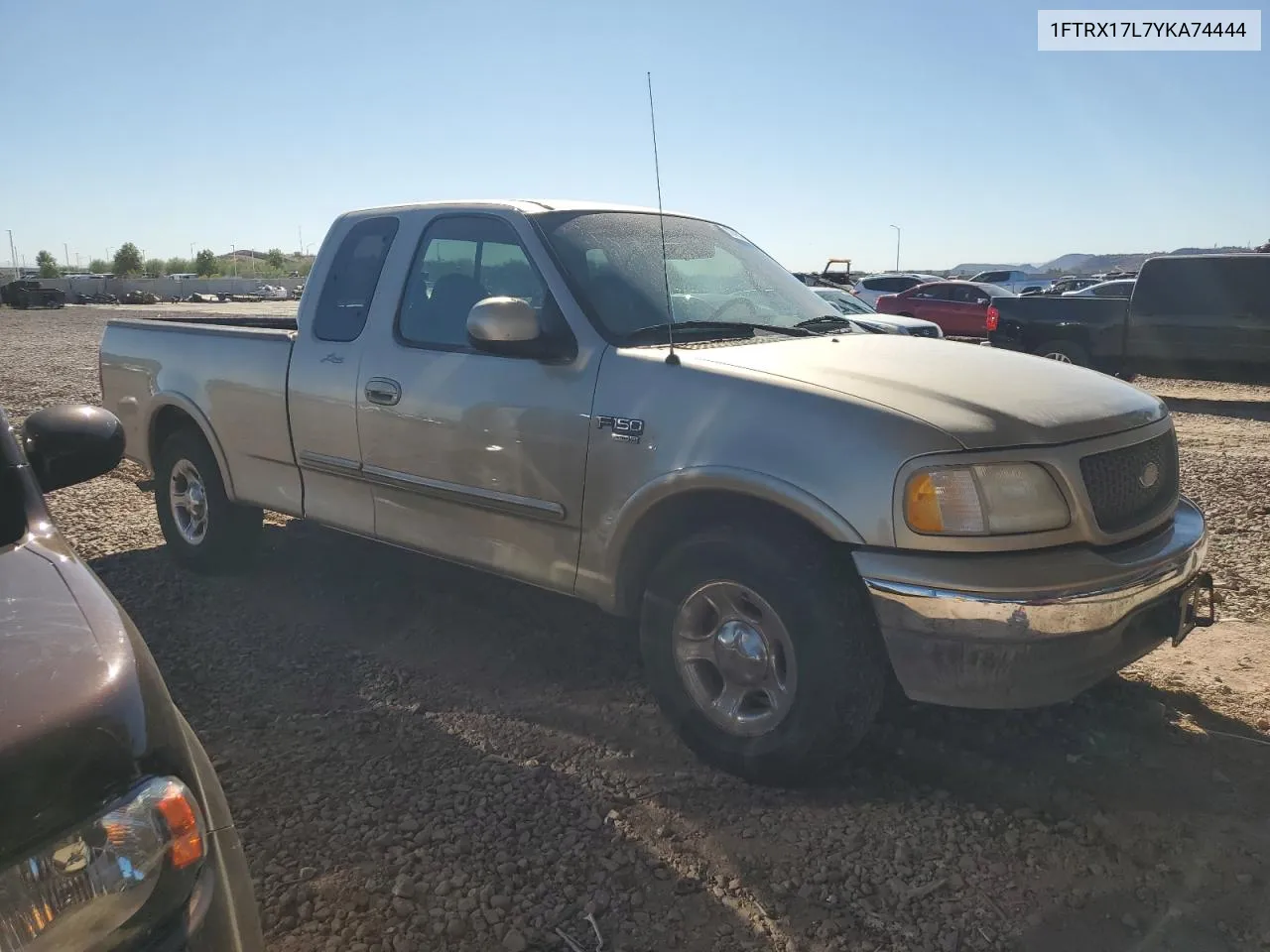 2000 Ford F150 VIN: 1FTRX17L7YKA74444 Lot: 77411604