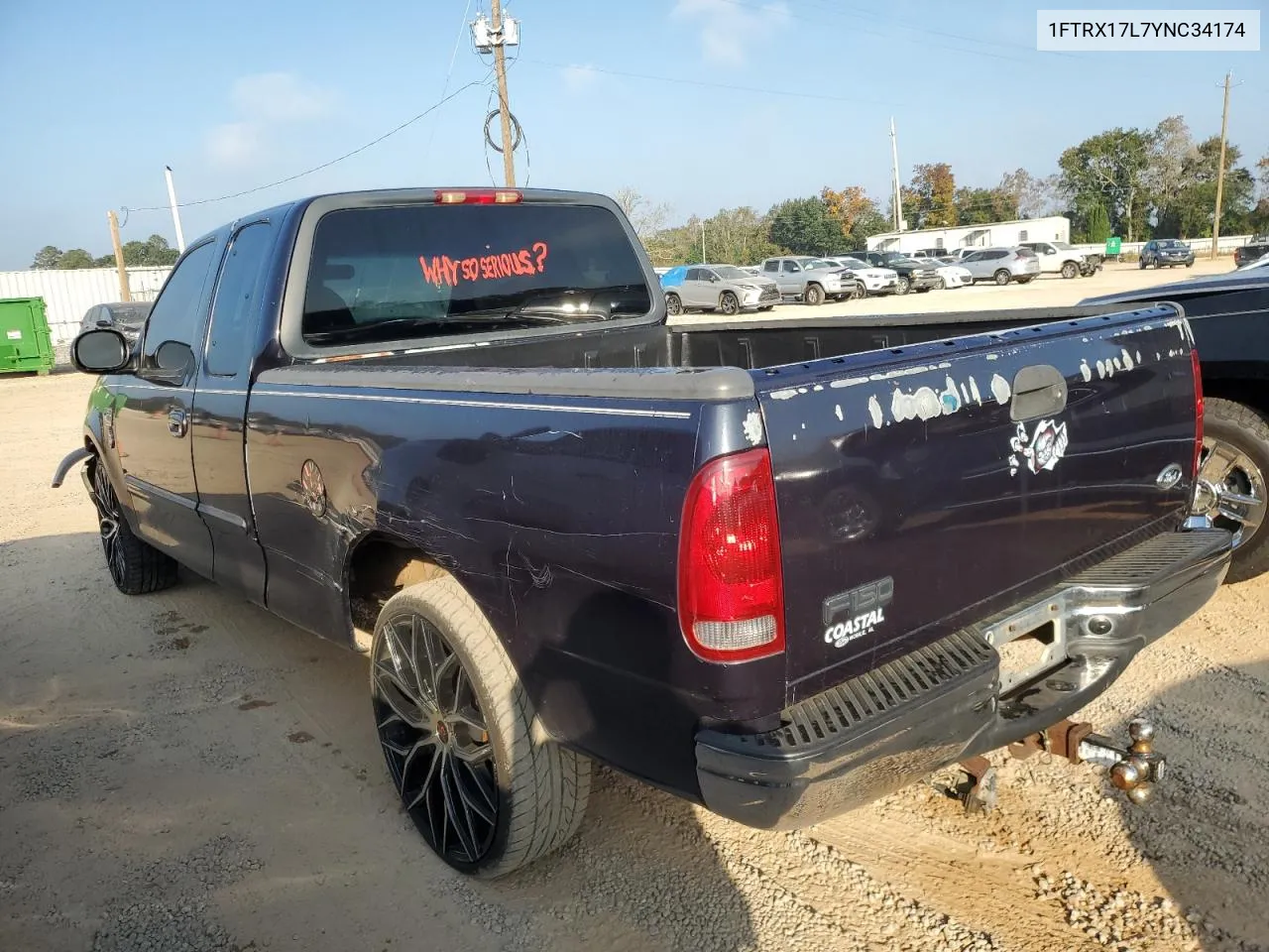 2000 Ford F150 VIN: 1FTRX17L7YNC34174 Lot: 78380844