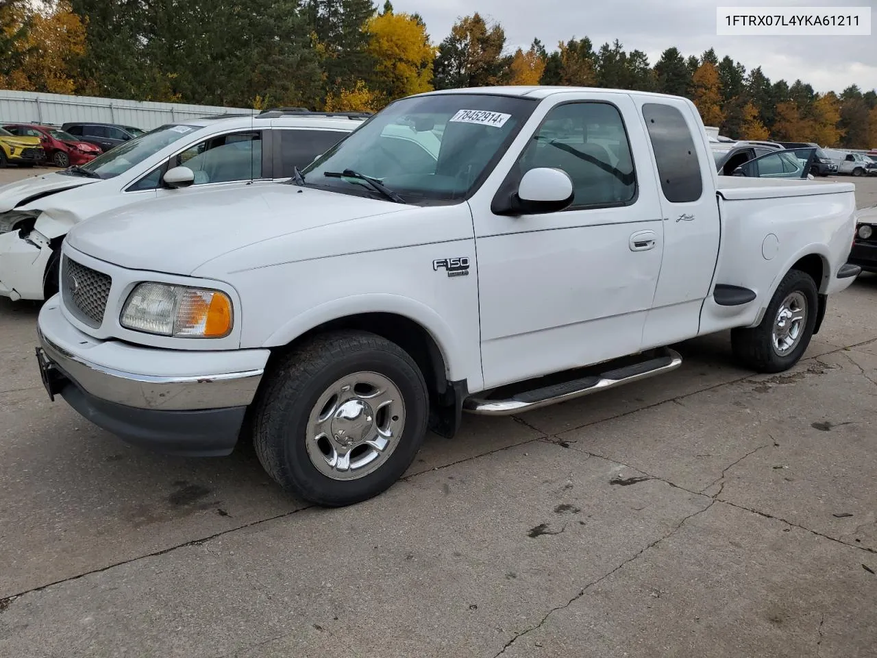 2000 Ford F150 VIN: 1FTRX07L4YKA61211 Lot: 78452914