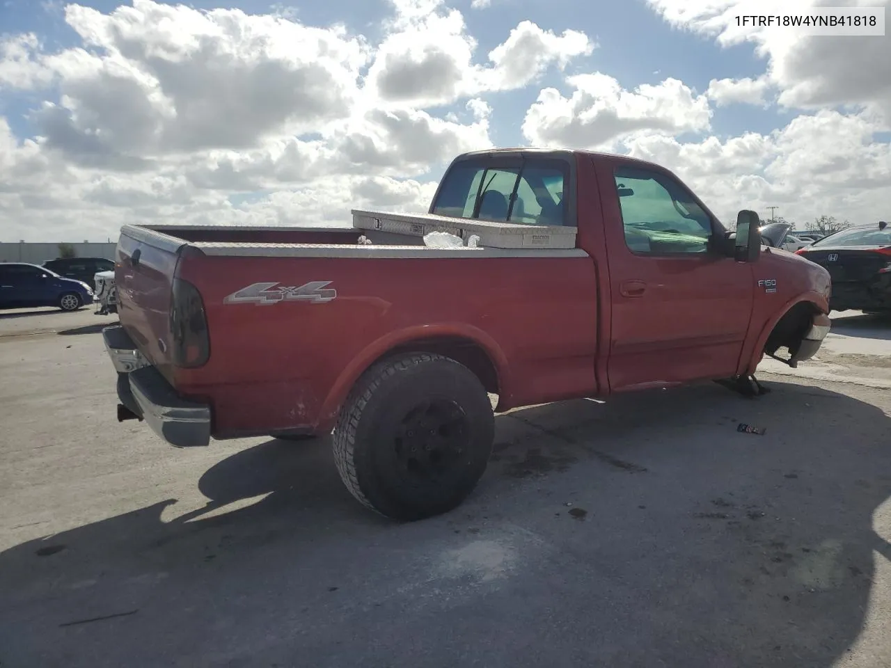 2000 Ford F150 VIN: 1FTRF18W4YNB41818 Lot: 78877544