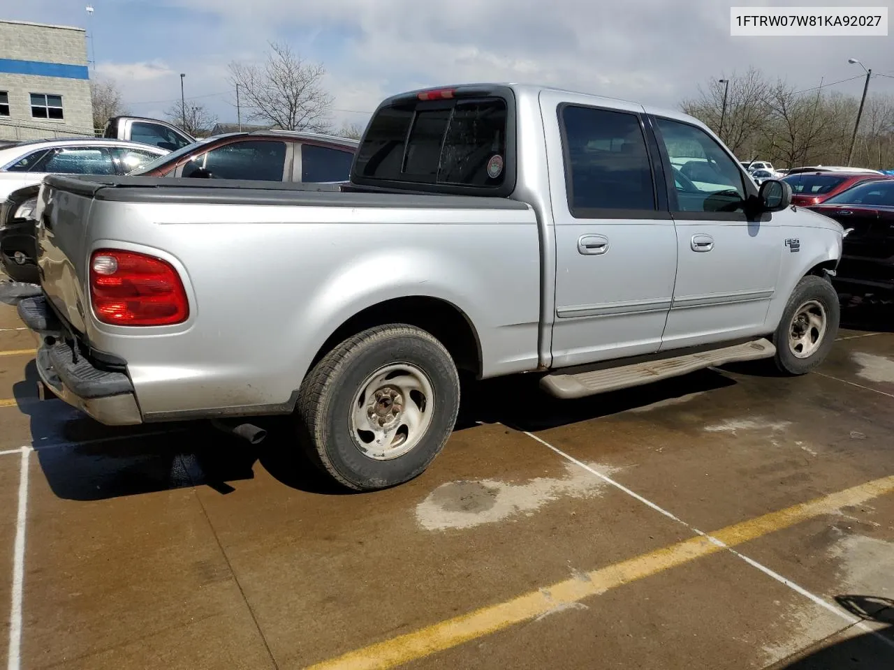 2001 Ford F150 Supercrew VIN: 1FTRW07W81KA92027 Lot: 44717134