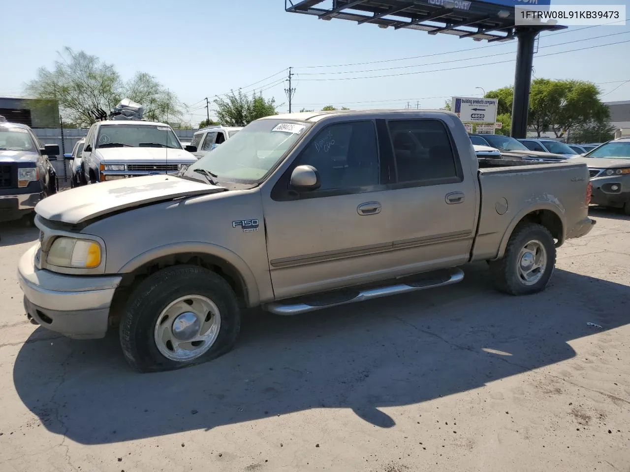 2001 Ford F150 Supercrew VIN: 1FTRW08L91KB39473 Lot: 60947584