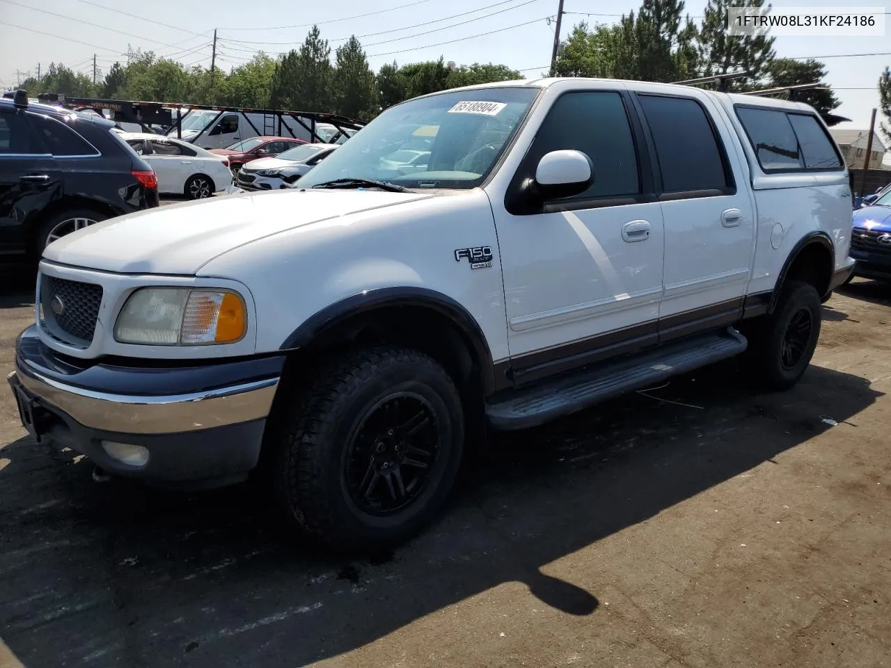 2001 Ford F150 Supercrew VIN: 1FTRW08L31KF24186 Lot: 65188904