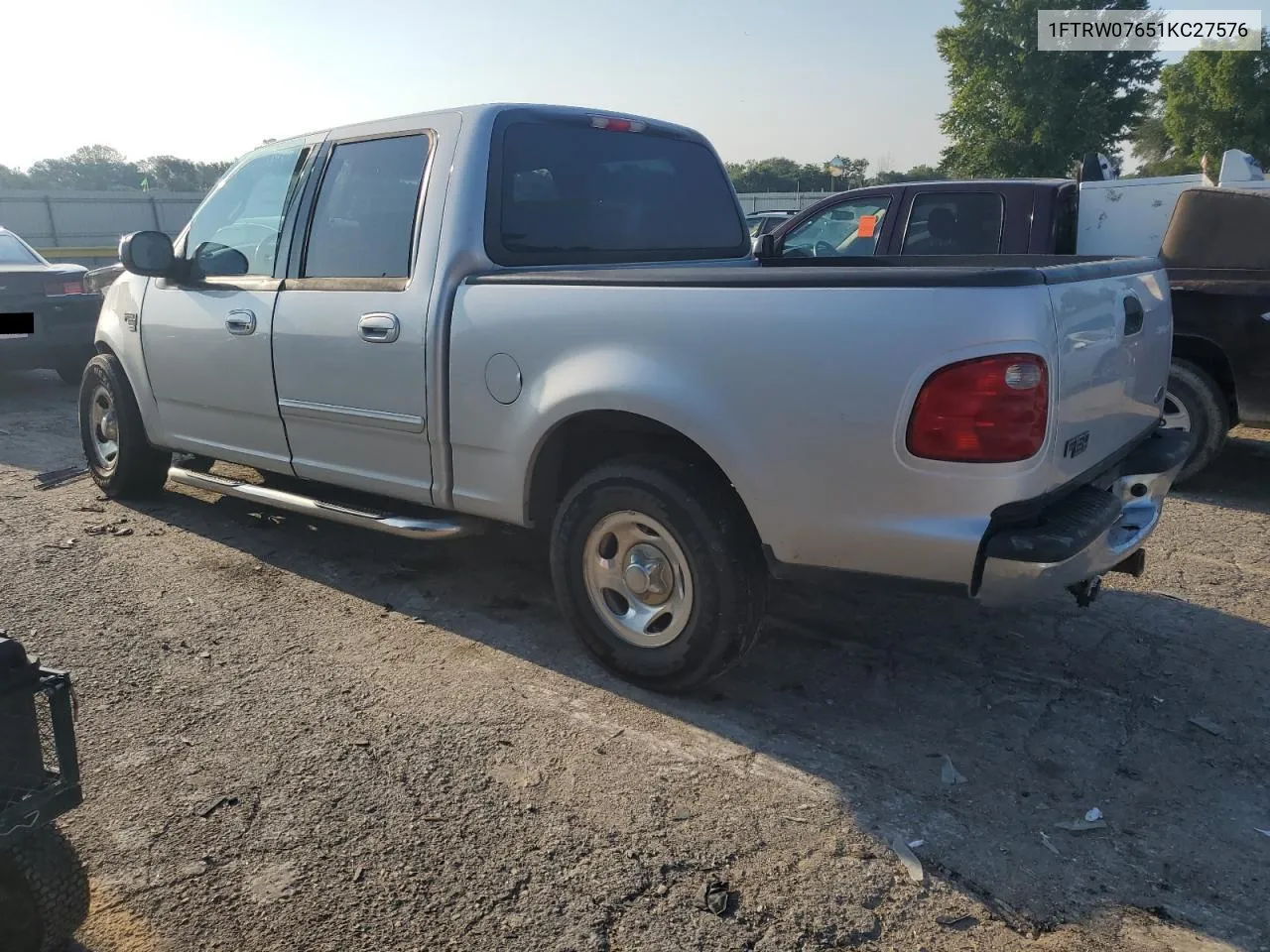 2001 Ford F150 Supercrew VIN: 1FTRW07651KC27576 Lot: 69242074