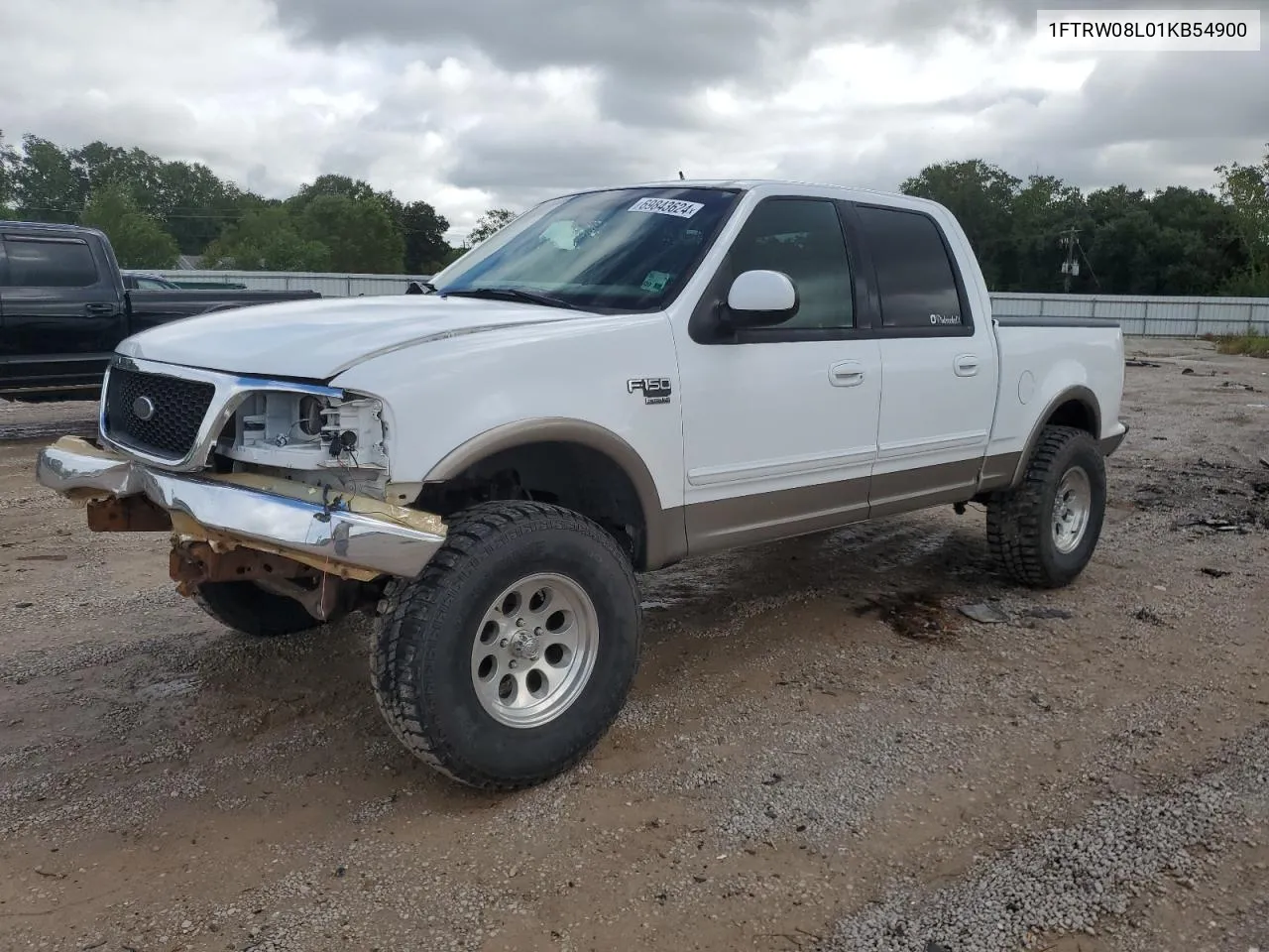 2001 Ford F150 Supercrew VIN: 1FTRW08L01KB54900 Lot: 69843624