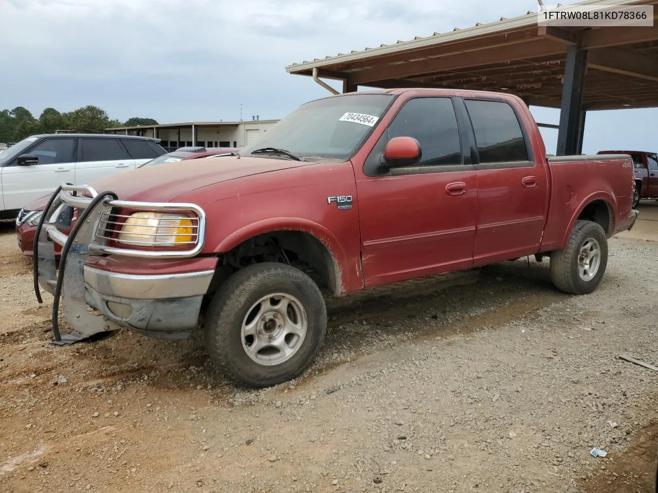 2001 Ford F150 Supercrew VIN: 1FTRW08L81KD78366 Lot: 70434564