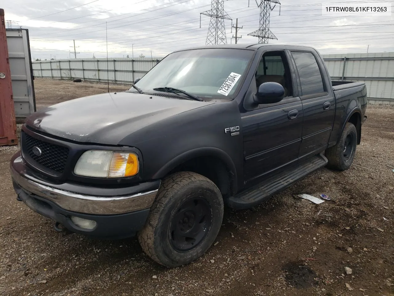 2001 Ford F150 Supercrew VIN: 1FTRW08L61KF13263 Lot: 72587304