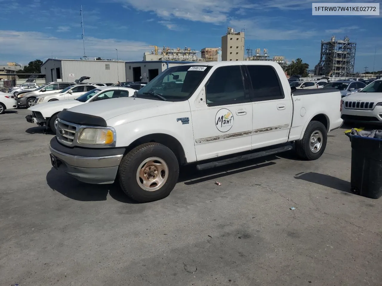 2001 Ford F150 Supercrew VIN: 1FTRW07W41KE02772 Lot: 73586724