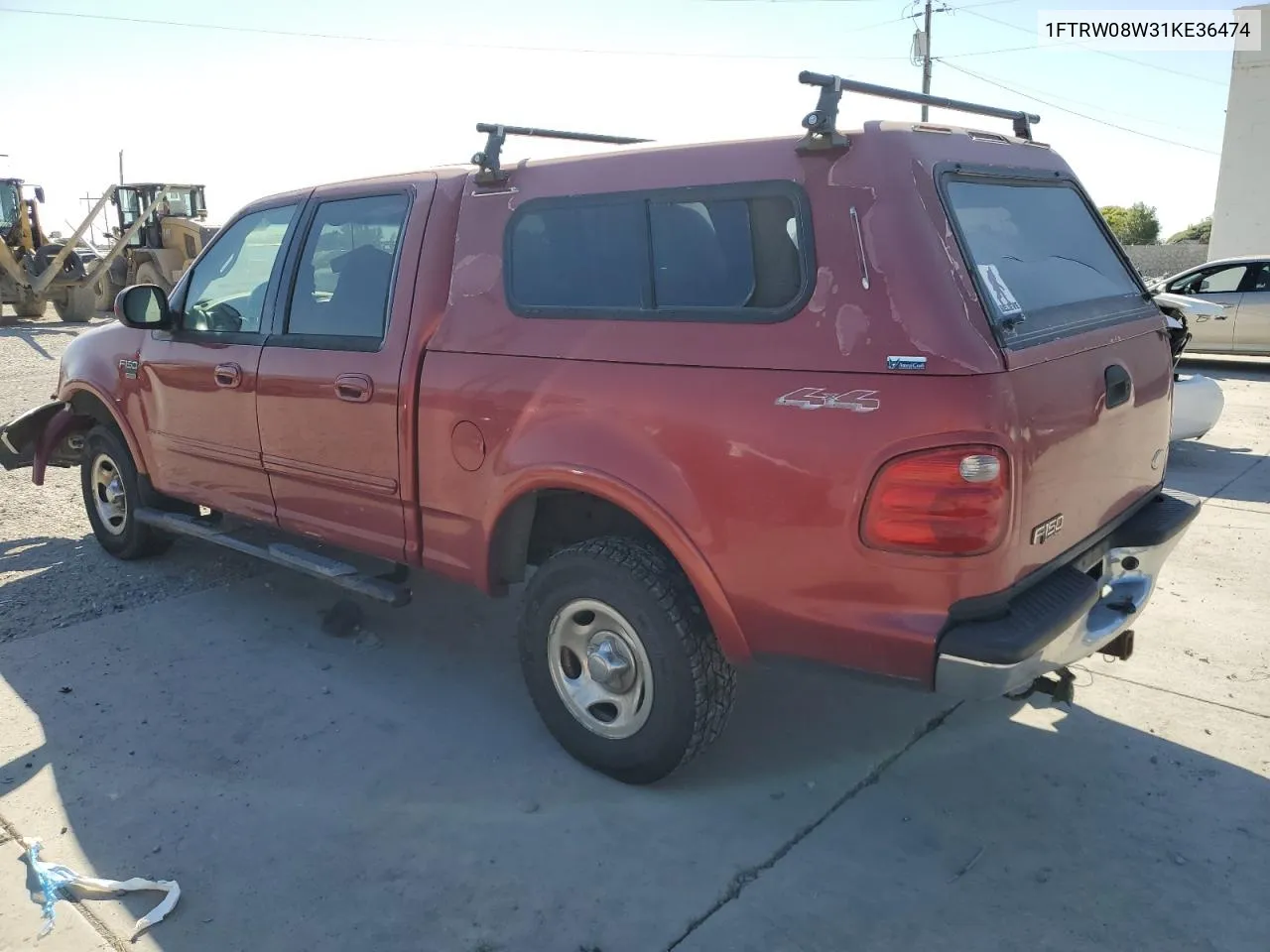 2001 Ford F150 Supercrew VIN: 1FTRW08W31KE36474 Lot: 75219164