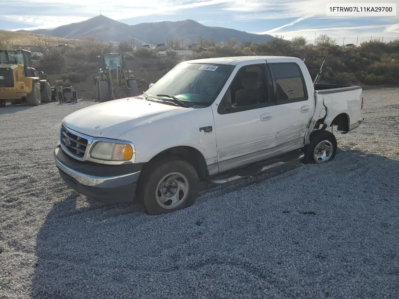 2001 Ford F150 Supercrew VIN: 1FTRW07L11KA29700 Lot: 75536164