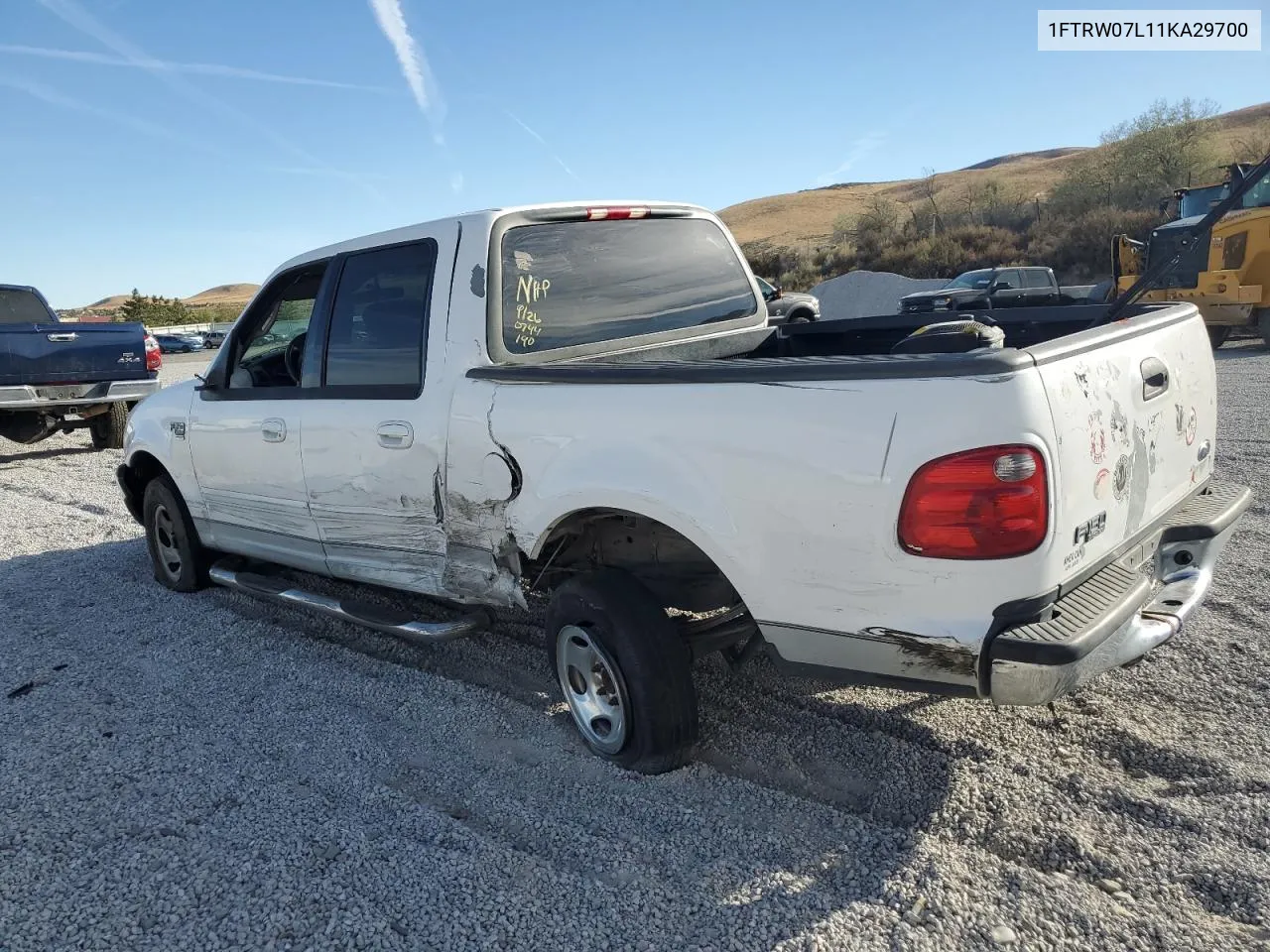 2001 Ford F150 Supercrew VIN: 1FTRW07L11KA29700 Lot: 75536164