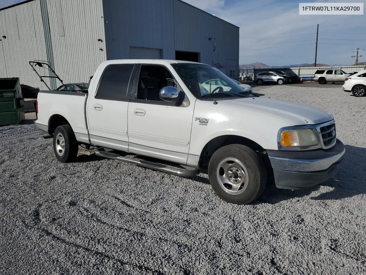 2001 Ford F150 Supercrew VIN: 1FTRW07L11KA29700 Lot: 75536164