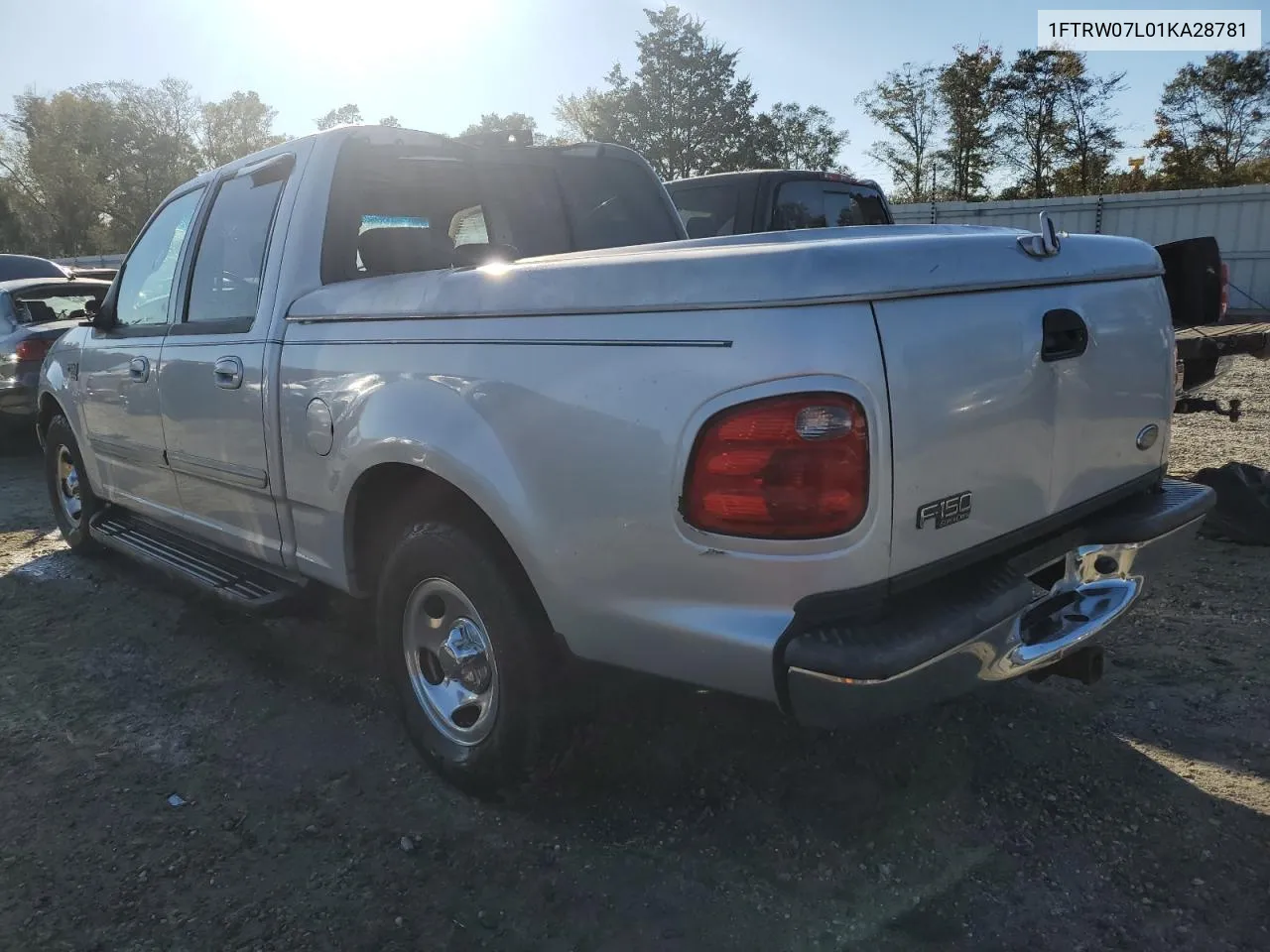 2001 Ford F150 Supercrew VIN: 1FTRW07L01KA28781 Lot: 76170474