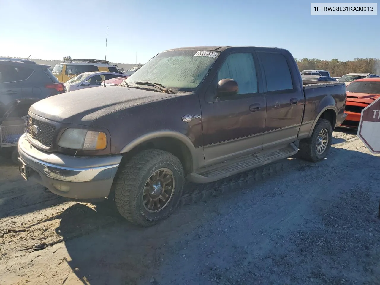 2001 Ford F150 Supercrew VIN: 1FTRW08L31KA30913 Lot: 76200874