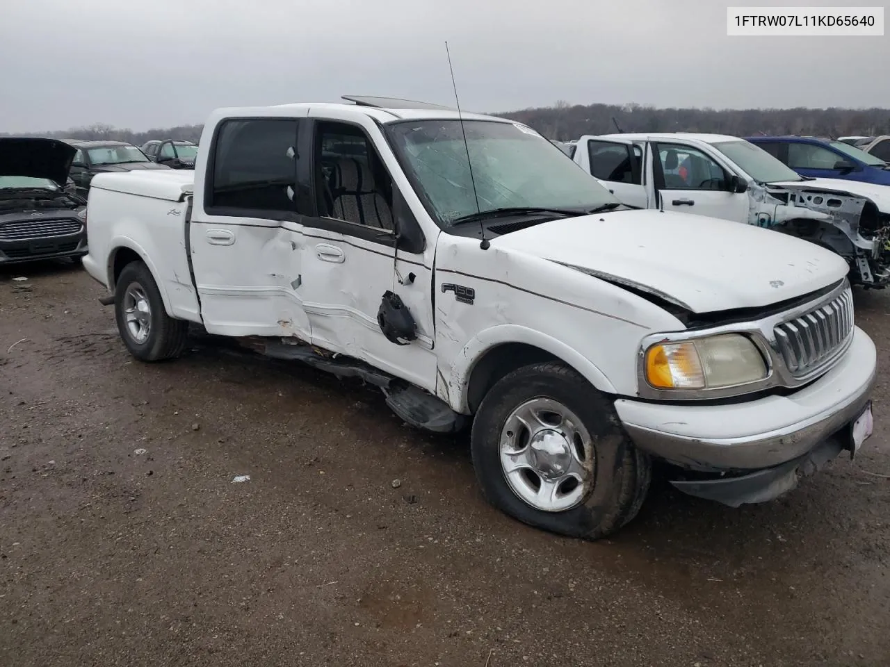 2001 Ford F150 Supercrew VIN: 1FTRW07L11KD65640 Lot: 76739443