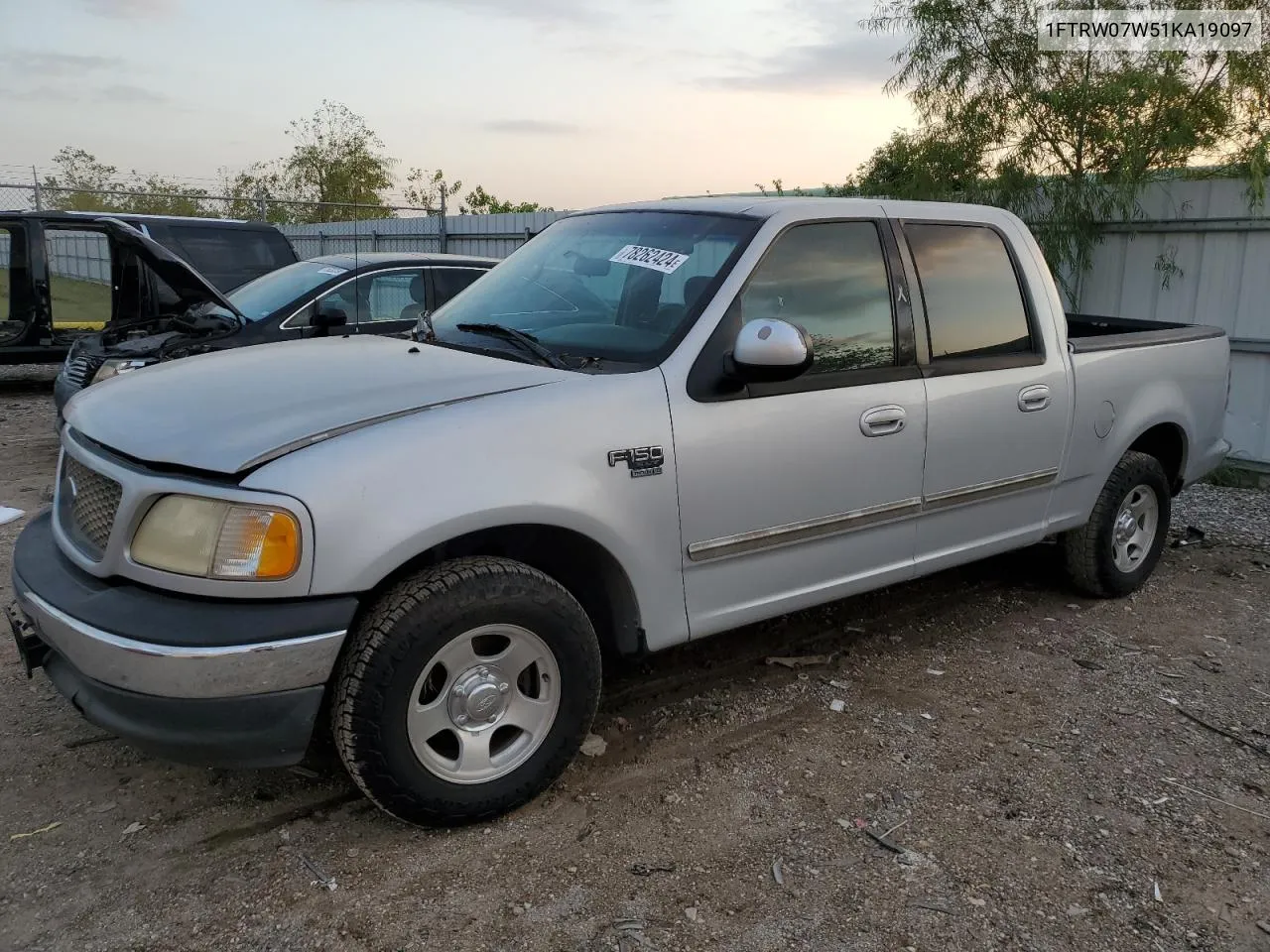 2001 Ford F150 Supercrew VIN: 1FTRW07W51KA19097 Lot: 78262424