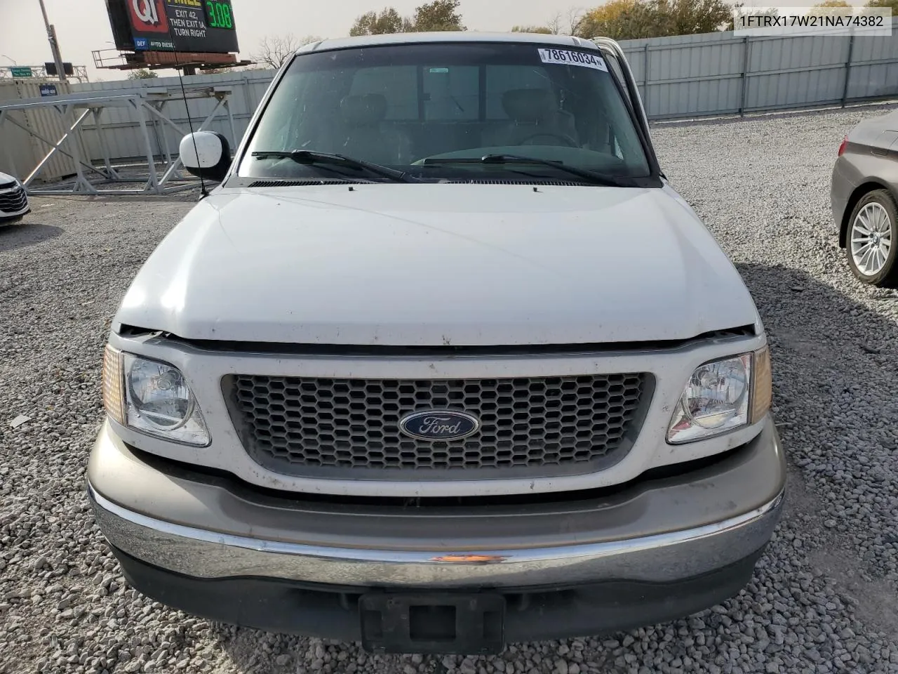 2001 Ford F150 VIN: 1FTRX17W21NA74382 Lot: 78616034