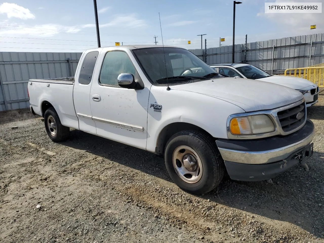 2001 Ford F150 VIN: 1FTRX17L91KE49952 Lot: 78624024