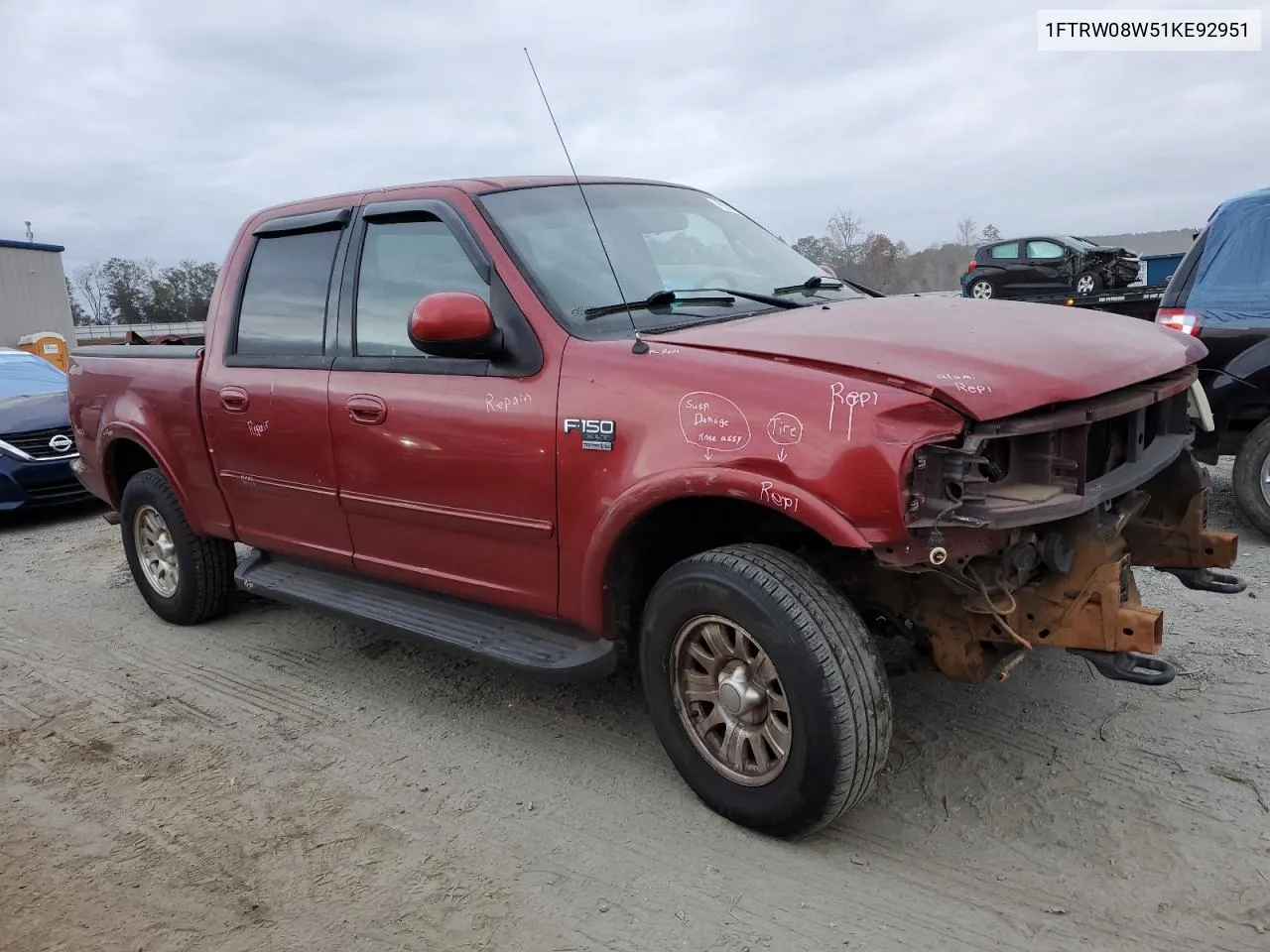 2001 Ford F150 Supercrew VIN: 1FTRW08W51KE92951 Lot: 78871504